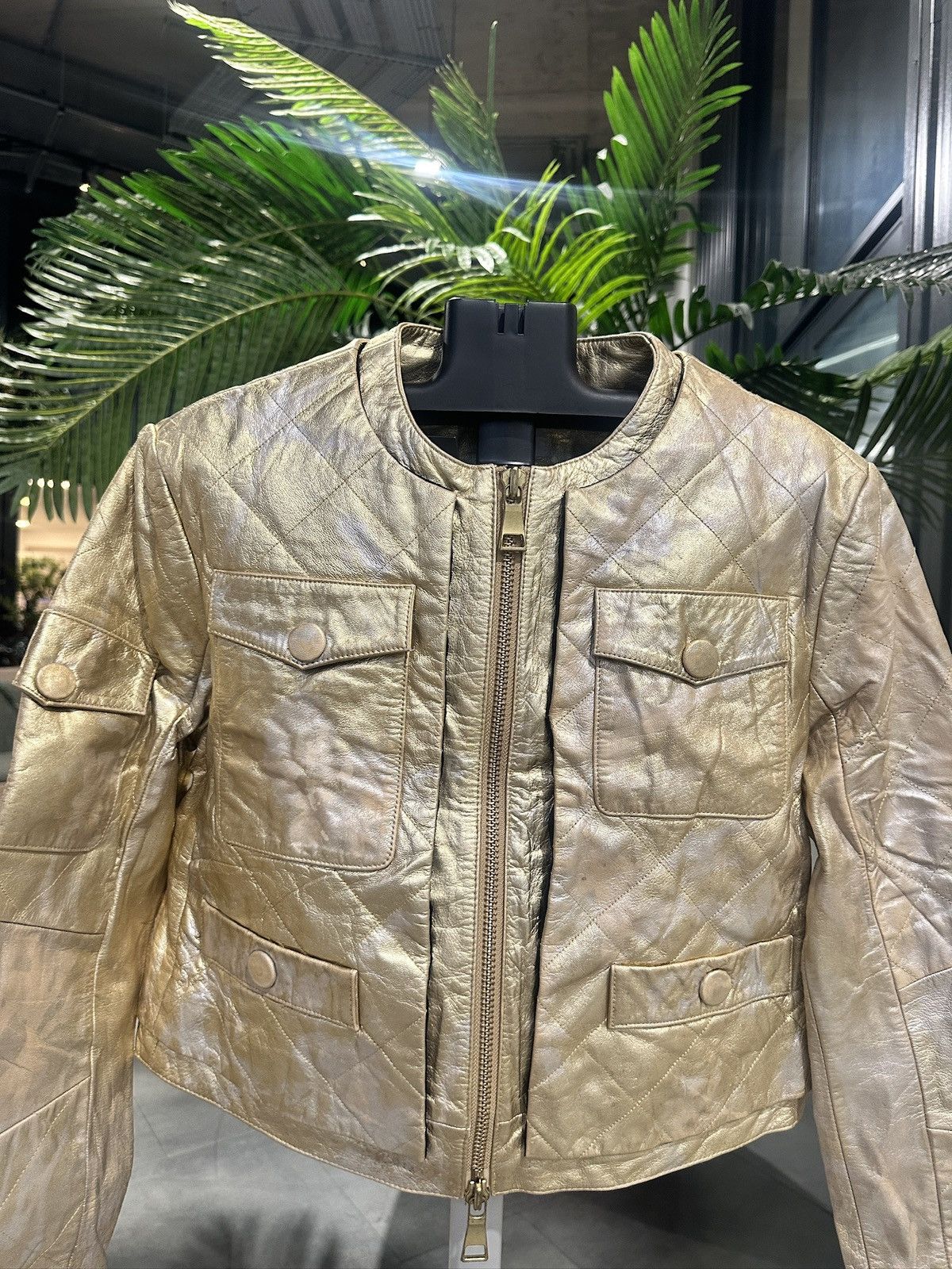 Moschino Moschino Vintage Metallic gold Leather Jacket. Size M / US 6-8 / IT 42-44 - 3 Thumbnail