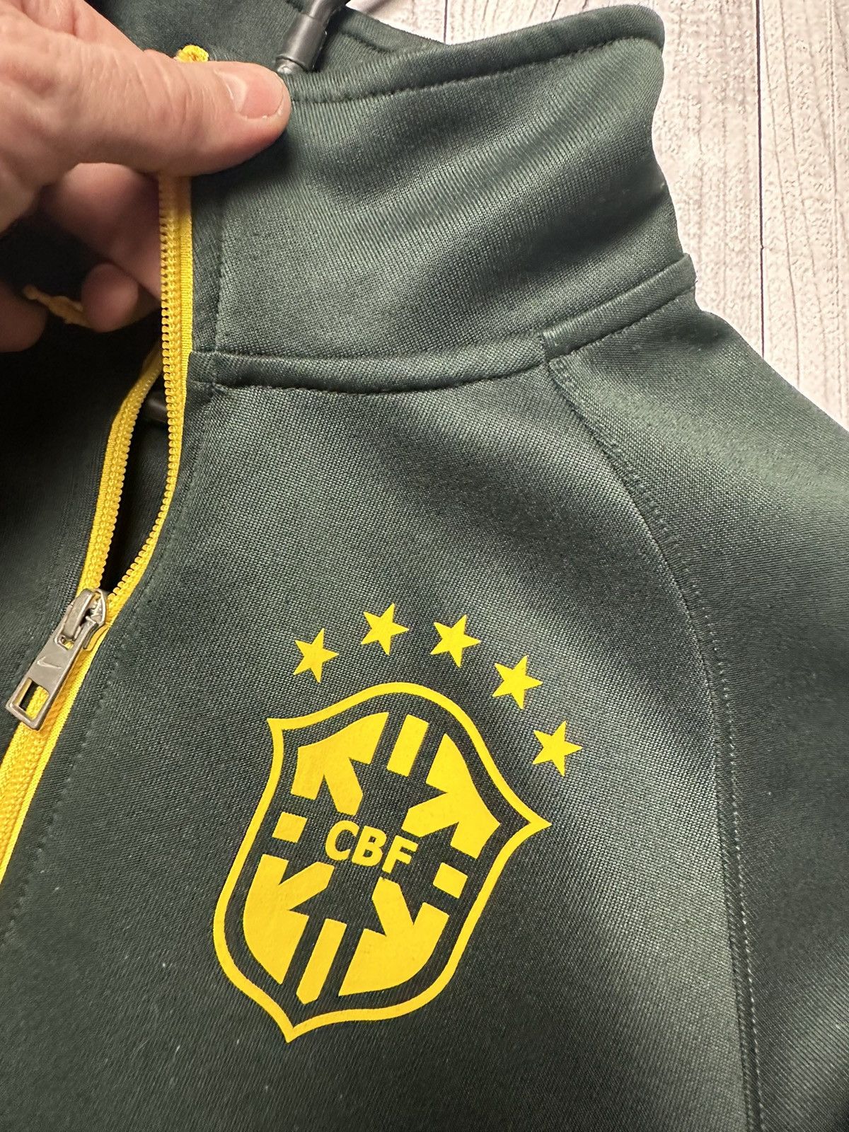 Nike × Vintage Vintage Nike Brazil soccer track jacket size S rare green Size US S / EU 44-46 / 1 - 5 Thumbnail