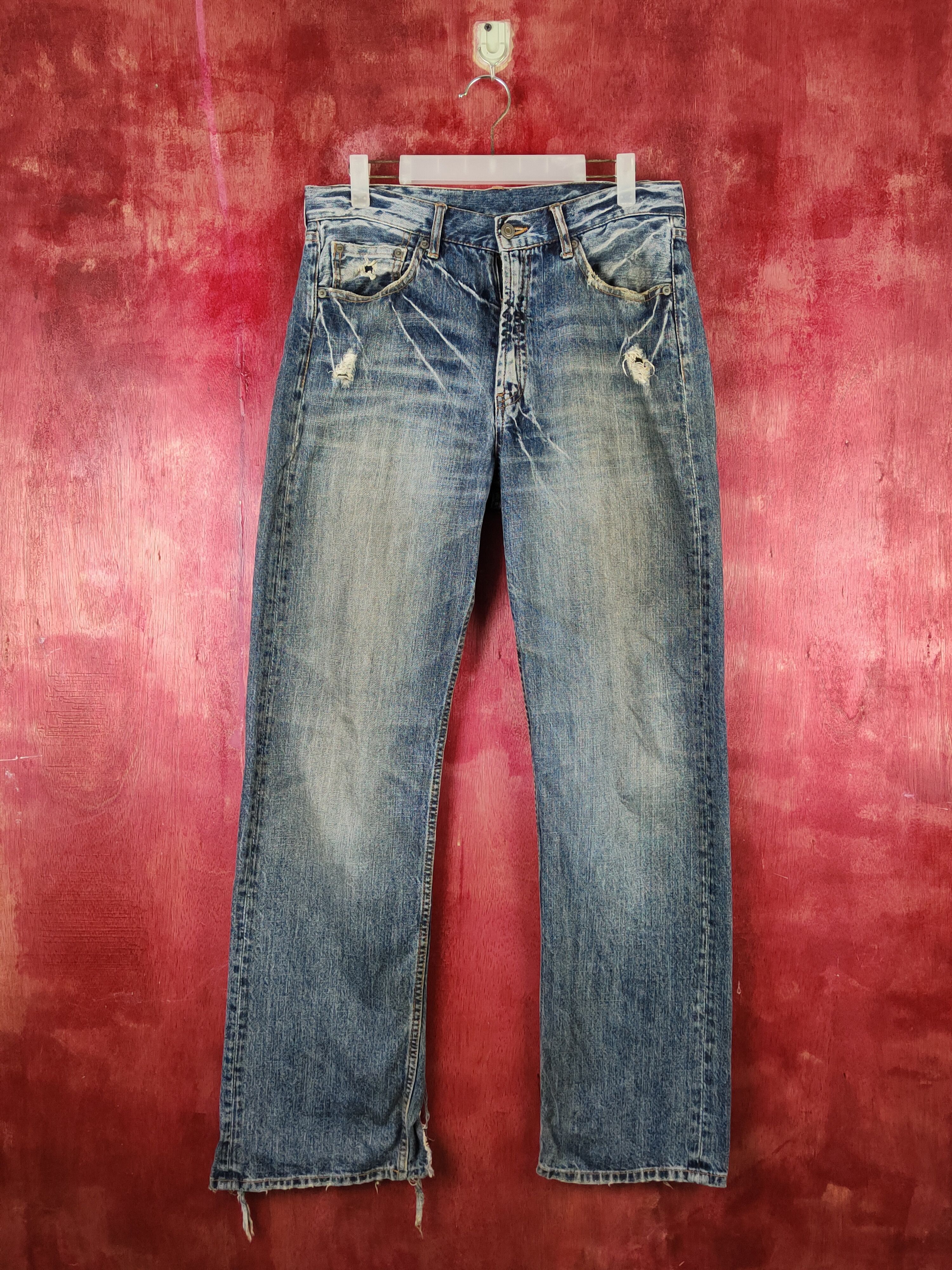 Japanese Brand Japanese Brand Blue Faded Distressed Ripped Jeans #S2251 Size US 32 / EU 48 - 1 Thumbnail