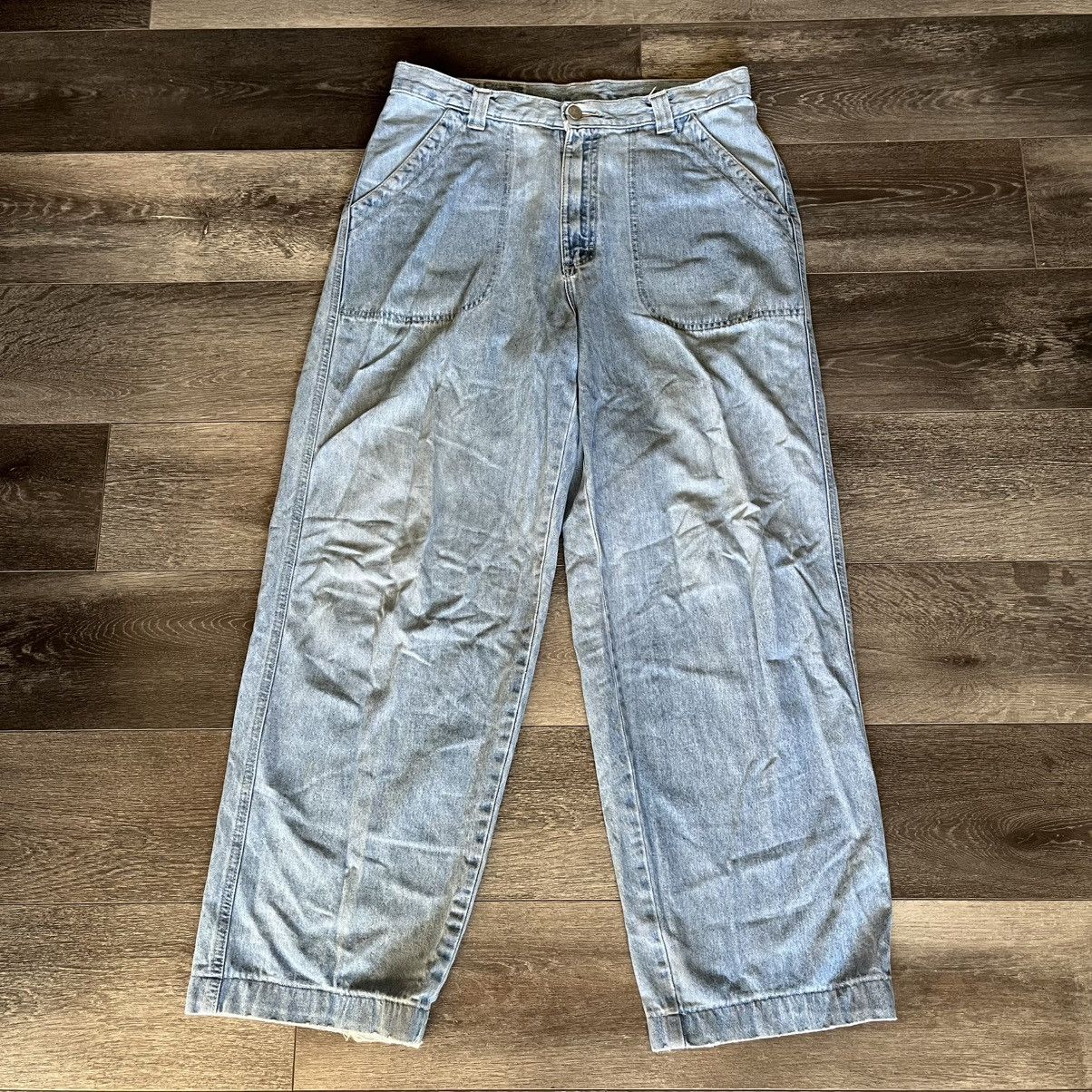 Lee Vintage 1990s Lee Riveted Baggy Light Wash Denim Jeans 32x30 Size US 32 / EU 48 - 2 Thumbnail
