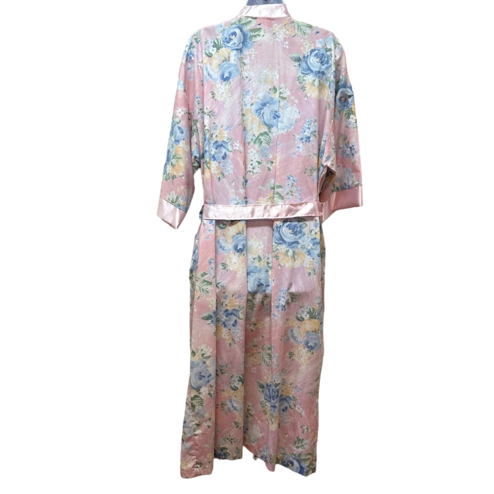 Vintage VINTAGE Art Deco Silky Satin Pretty Pink Romantic Floral Robe L Size Size ONE SIZE - 3 Thumbnail