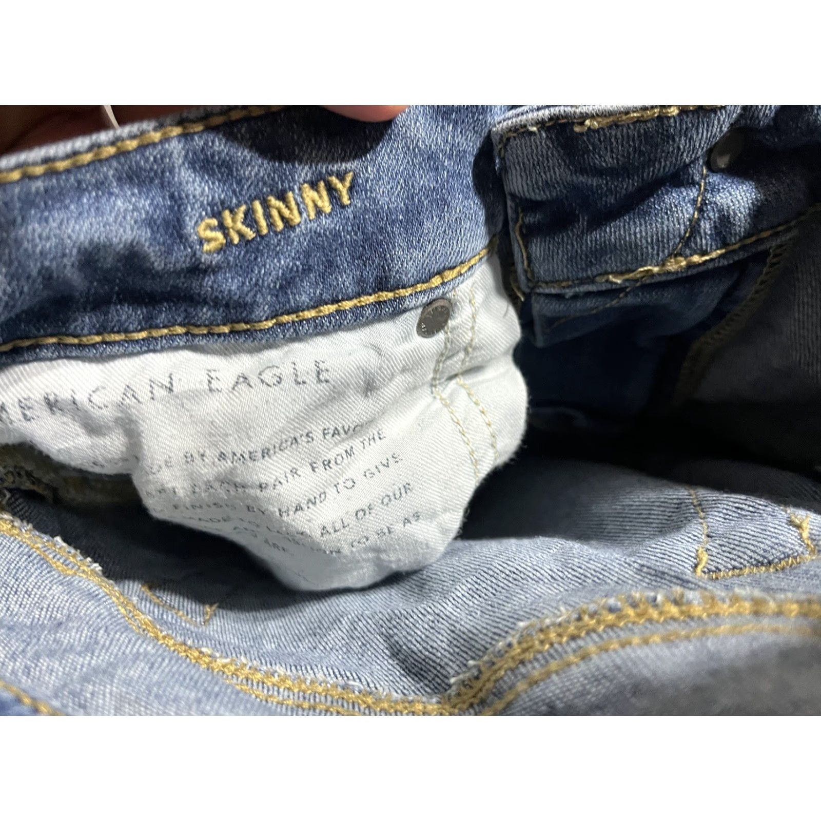 American Eagle Outfitters American Eagle Jeans Men's Skinny Size 30x34 Light Wash Blue Destroyed Distressd Mens Size US 30 / EU 46 - 5 Thumbnail