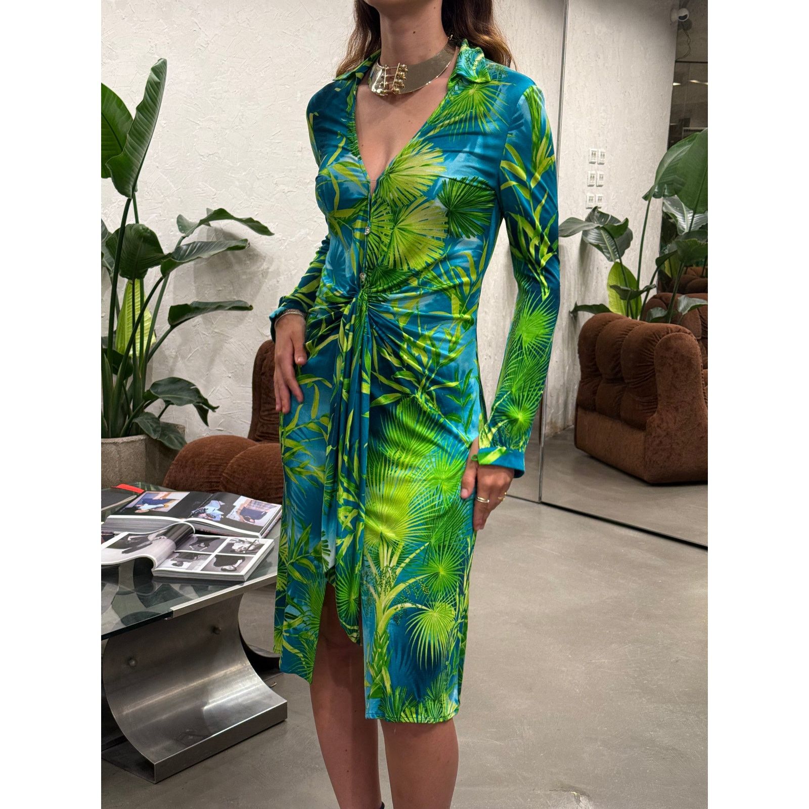 Versace S/S2000 Gianni Versace jungle midi dress Size S / US 4 / IT 40 - 1 Thumbnail