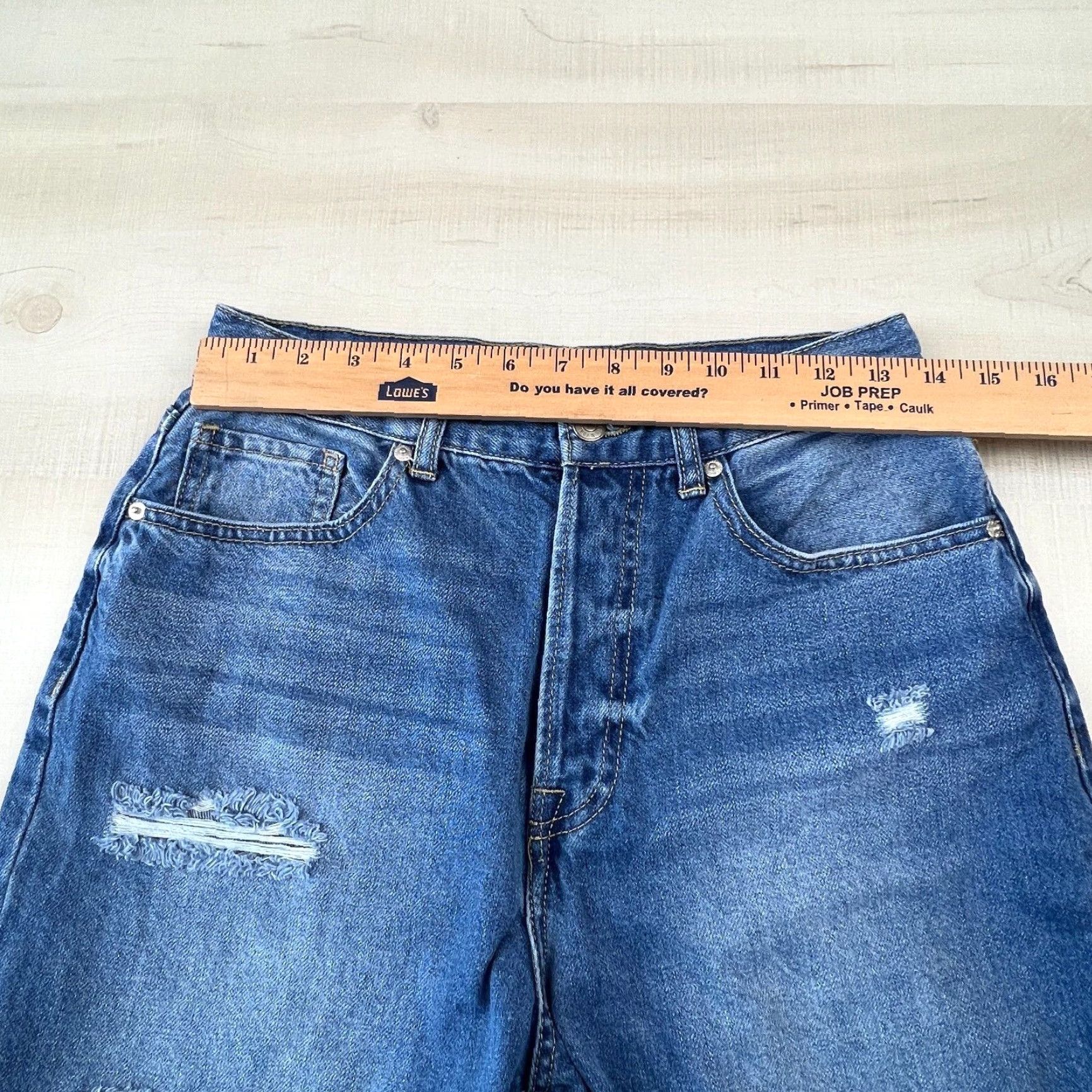 Forever 21 Forever 21 Women's Boyfriend Jeans, Size 29, Distressed Ripped Frayed Blue Cotton Blend Size 29" - 7 Thumbnail