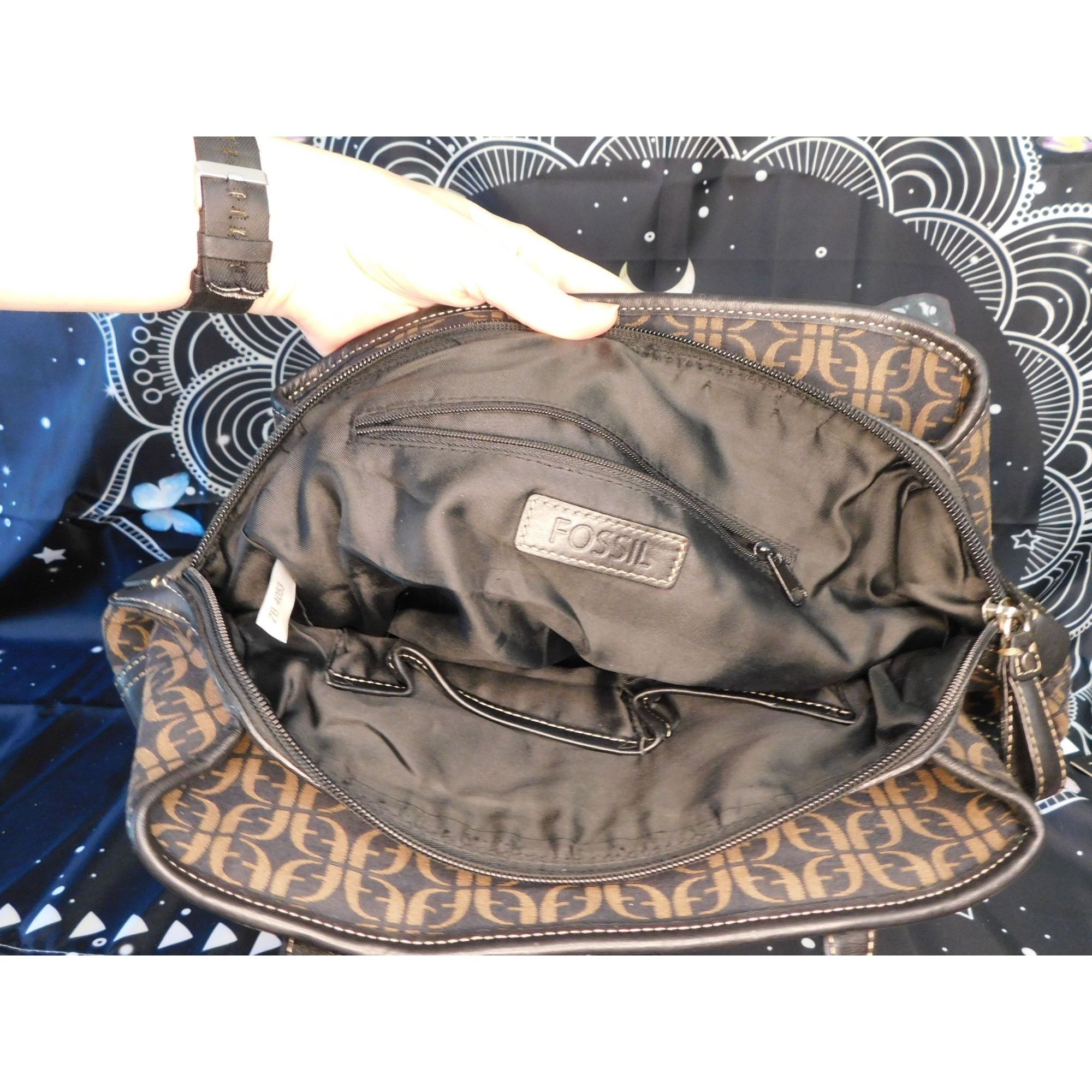Fossil Fossil Black And Brown Monogram Shoulder Bag Size ONE SIZE - 7 Thumbnail