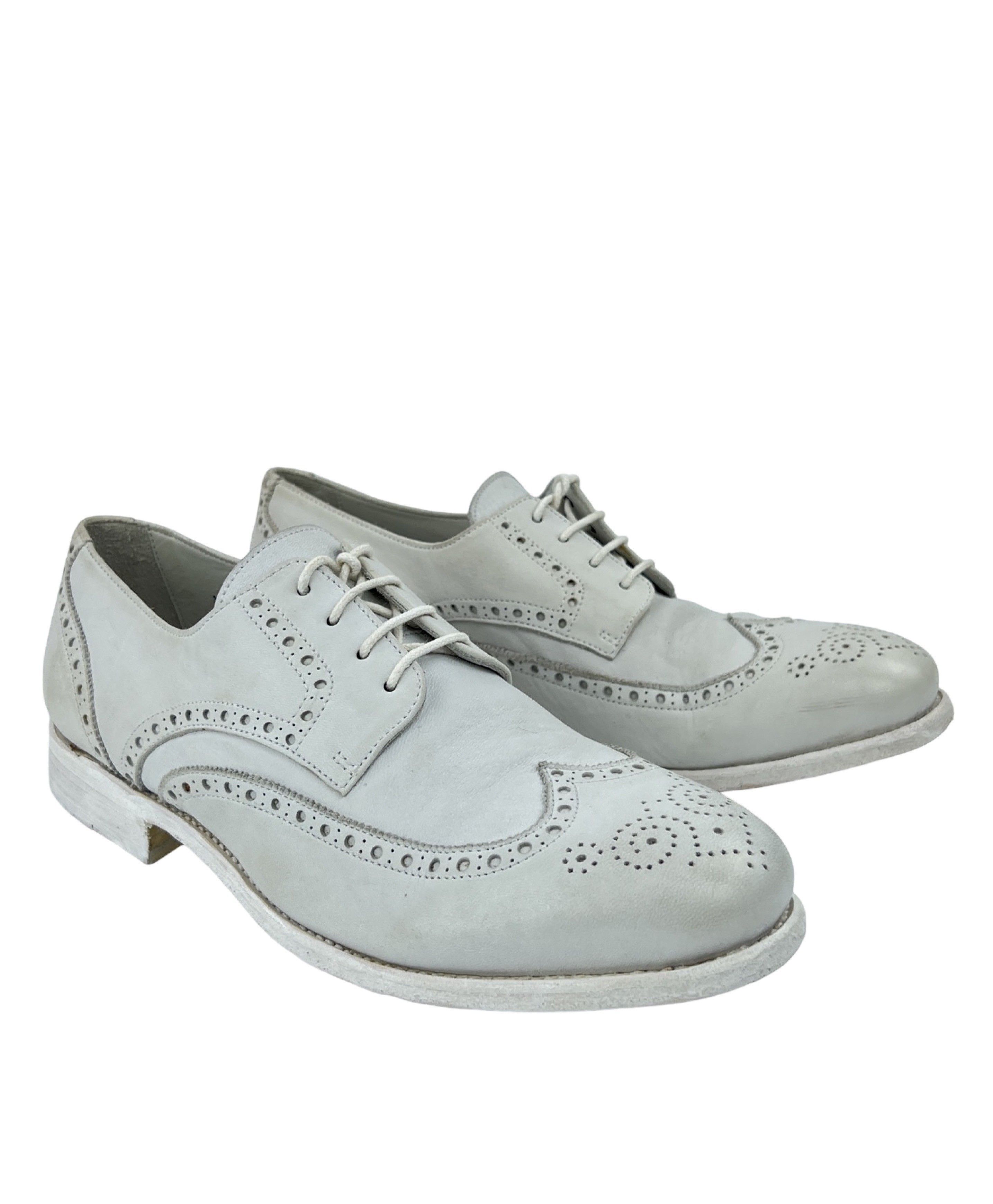 The Last Conspiracy The Last Conspiracy White Leather Painted Boots Oxford Shoes Size US 11 / EU 44 - 1 Thumbnail