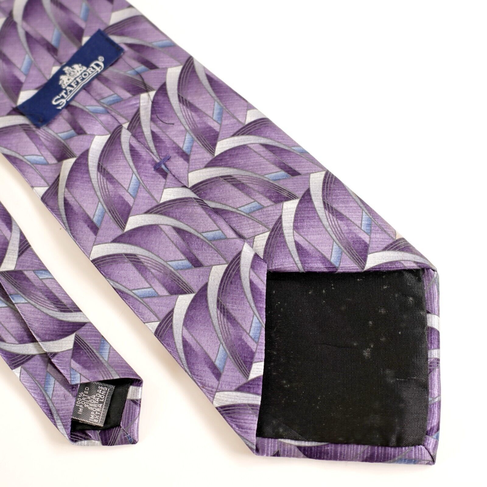 Stafford Stafford Purple Abstract Geometric Print Long Wide Silk Tie Size ONE SIZE - 5 Thumbnail