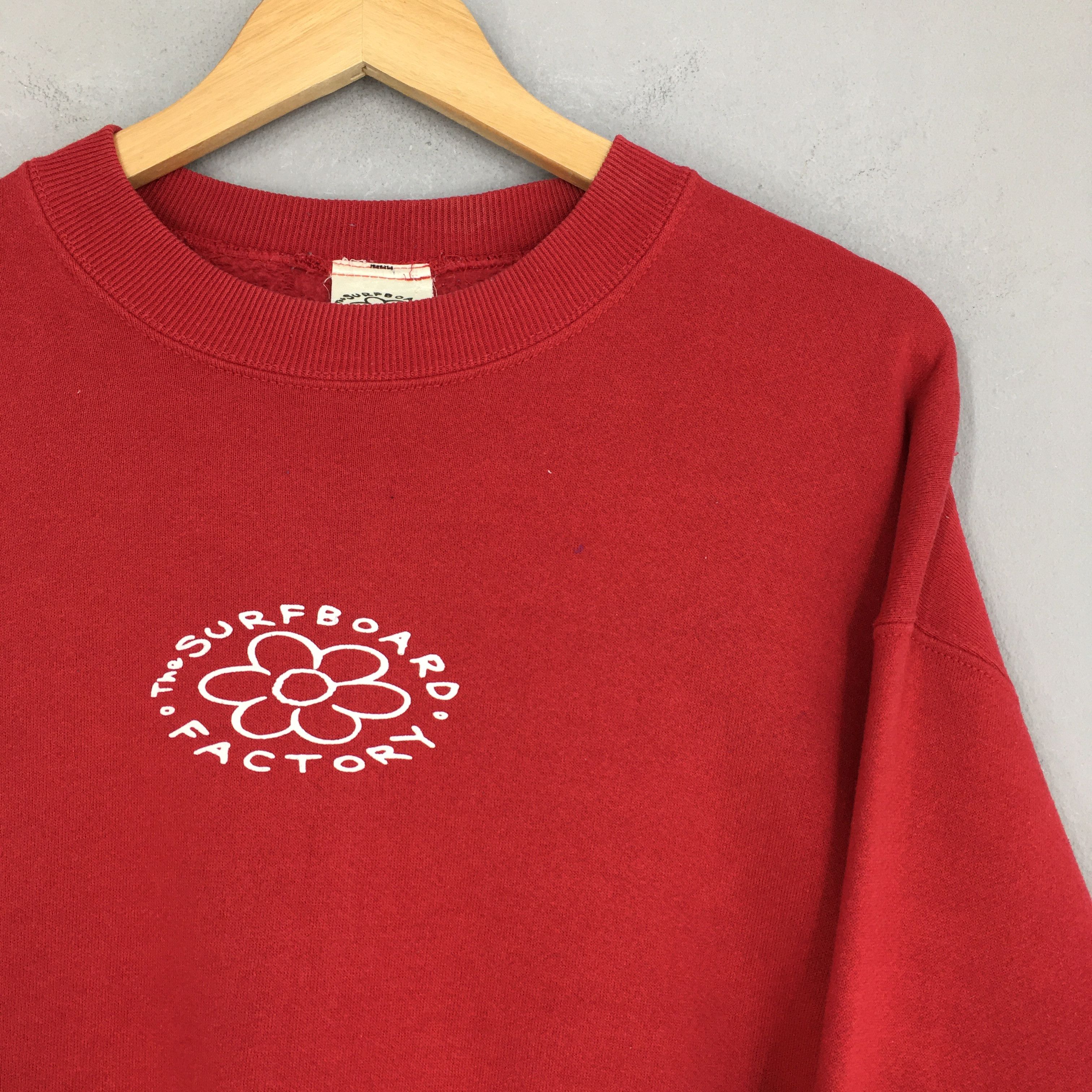Vintage Vintage 90's The Surfboard Factory Red Sweatshirt Large Size US L / EU 52-54 / 3 - 2 Thumbnail