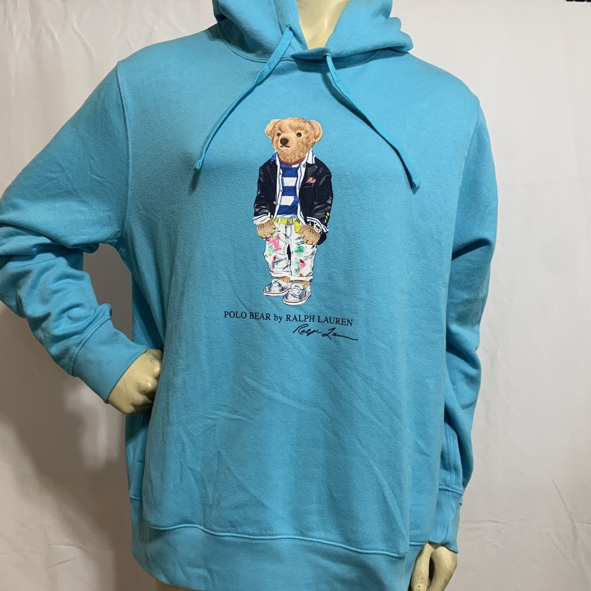 image of Polo Ralph Lauren Polo Bear Pullover Hoodie NWT 268.00 in Aqua Blue, Men's (Size XL)