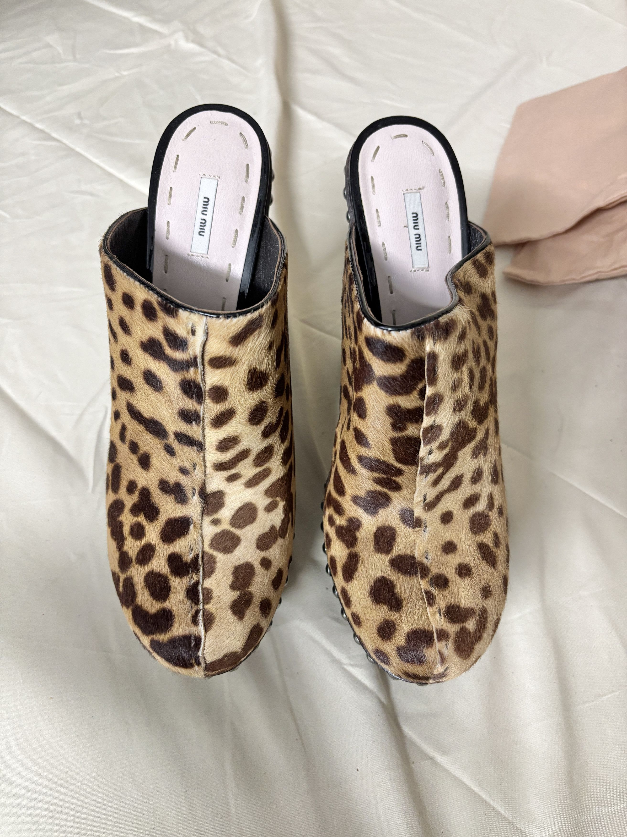 Miu Miu Miu Miu Animal Print Platform Clogs Size US 10.5 / IT 40.5 - 6 Thumbnail
