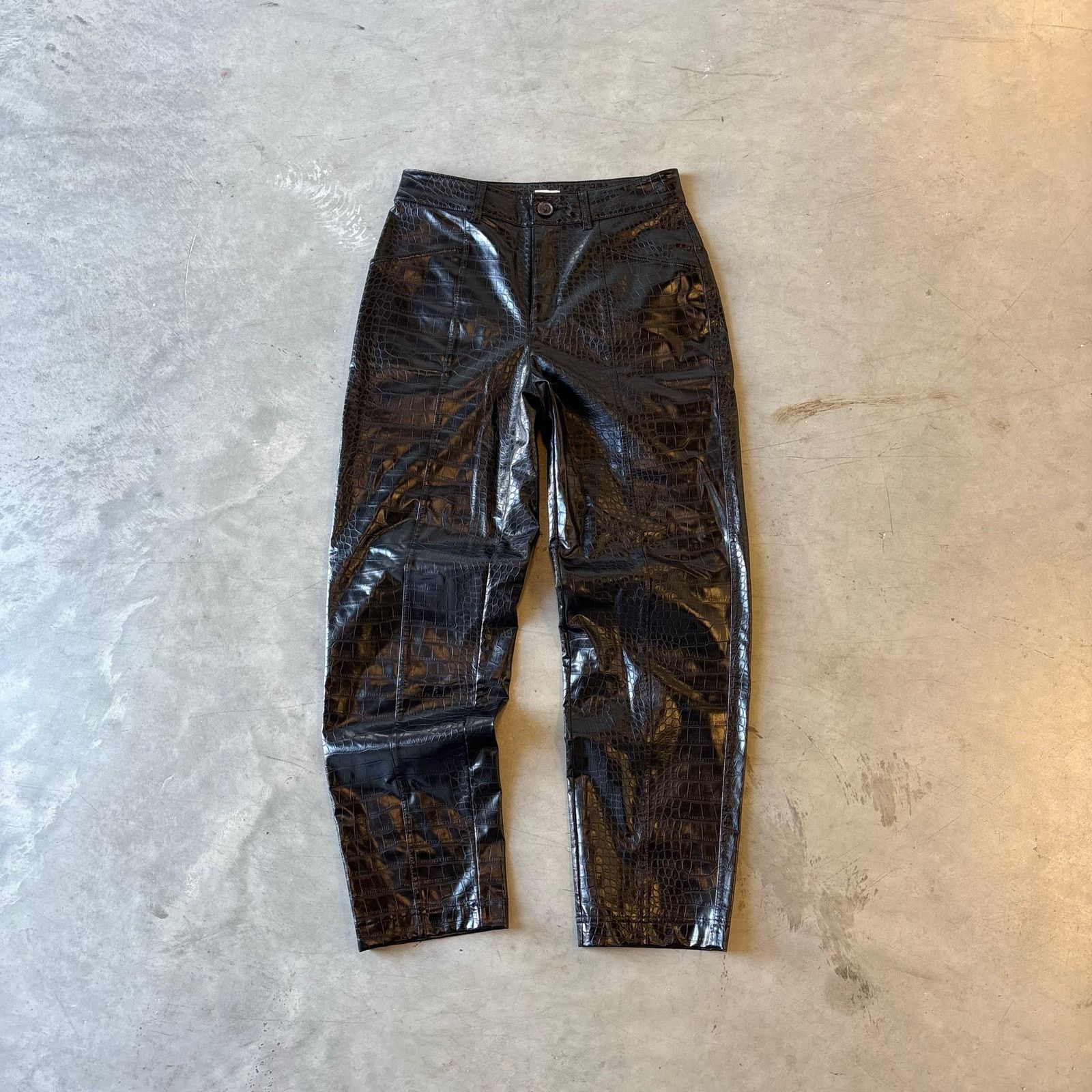 Vintage y2k black snakeskin leather pants Size US 28 / EU 44 - 1 Thumbnail