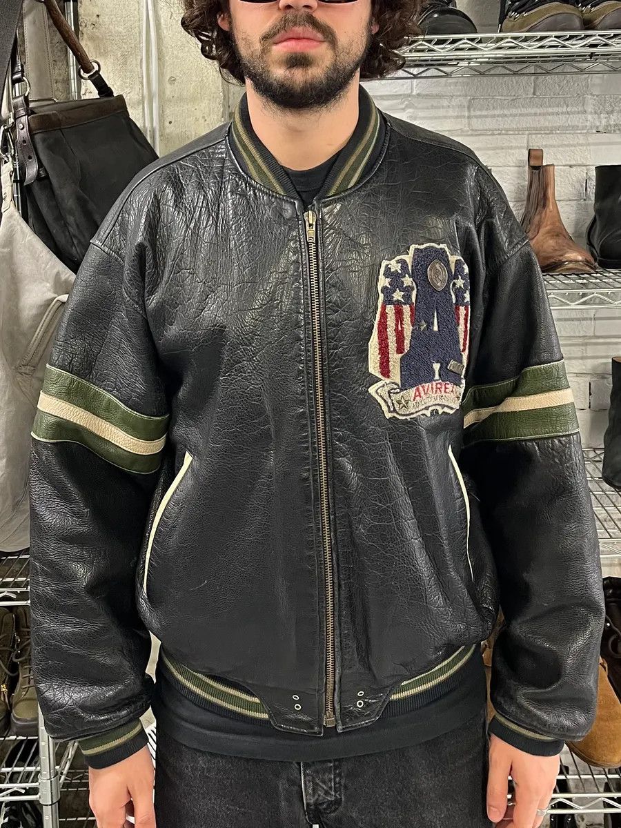 Avirex 1990s Avirex Black Leather Bomber Jacket Size US XL / EU 56 / 4 - 2 Thumbnail