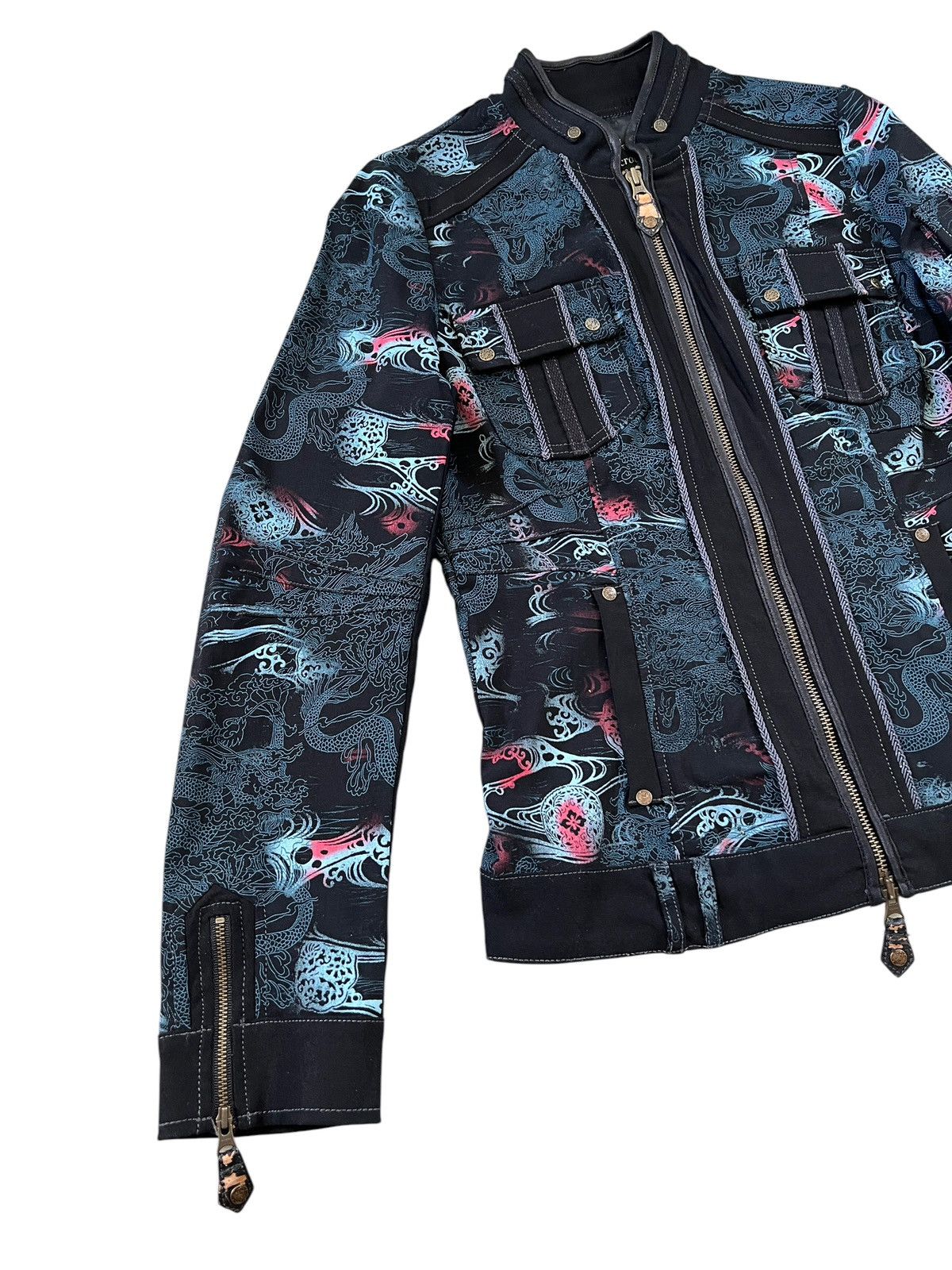 If Six Was Nine × Japanese Brand × Le Grande Bleu (L.G.B.) Ozz Croce 🇯🇵 Dragon Motif Goth Zipper Jacket Size S / US 4 / IT 40 - 4 Thumbnail