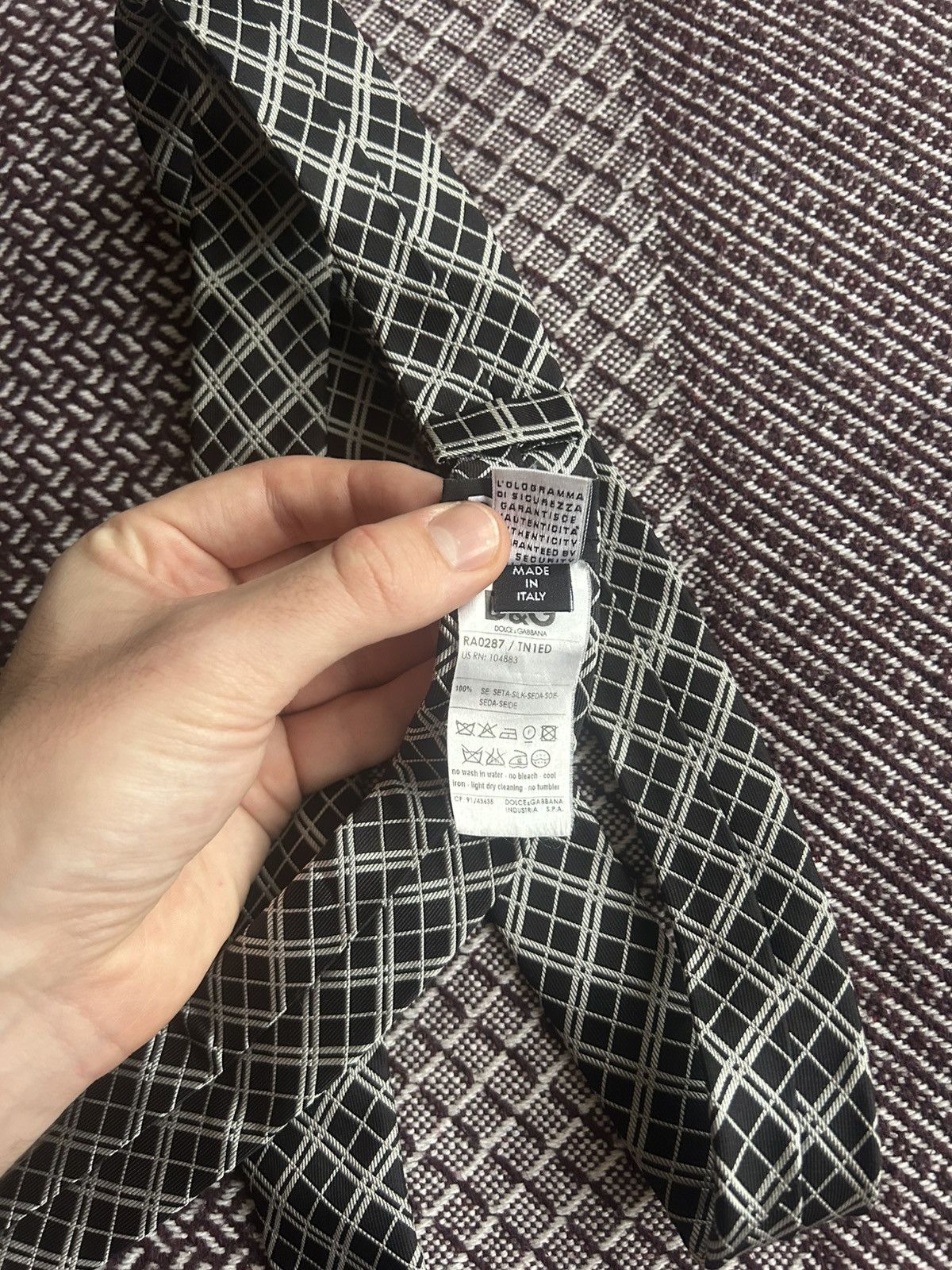 Dolce & Gabbana Dolce & Gabbana Black Silk Tie Geometric Luxury Italy Rare Size ONE SIZE - 3 Thumbnail