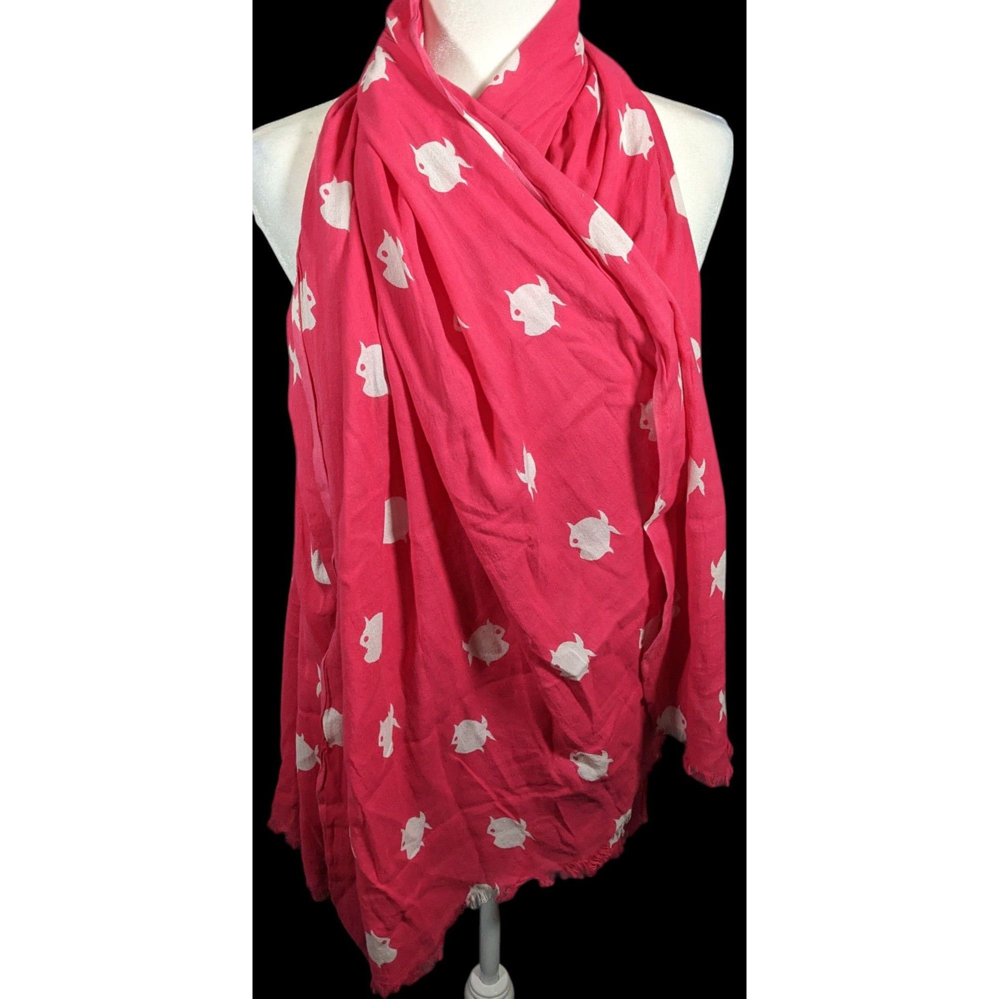 Banana Republic Banana Republic White And Pink Fish Scarf Size ONE SIZE - 4 Thumbnail