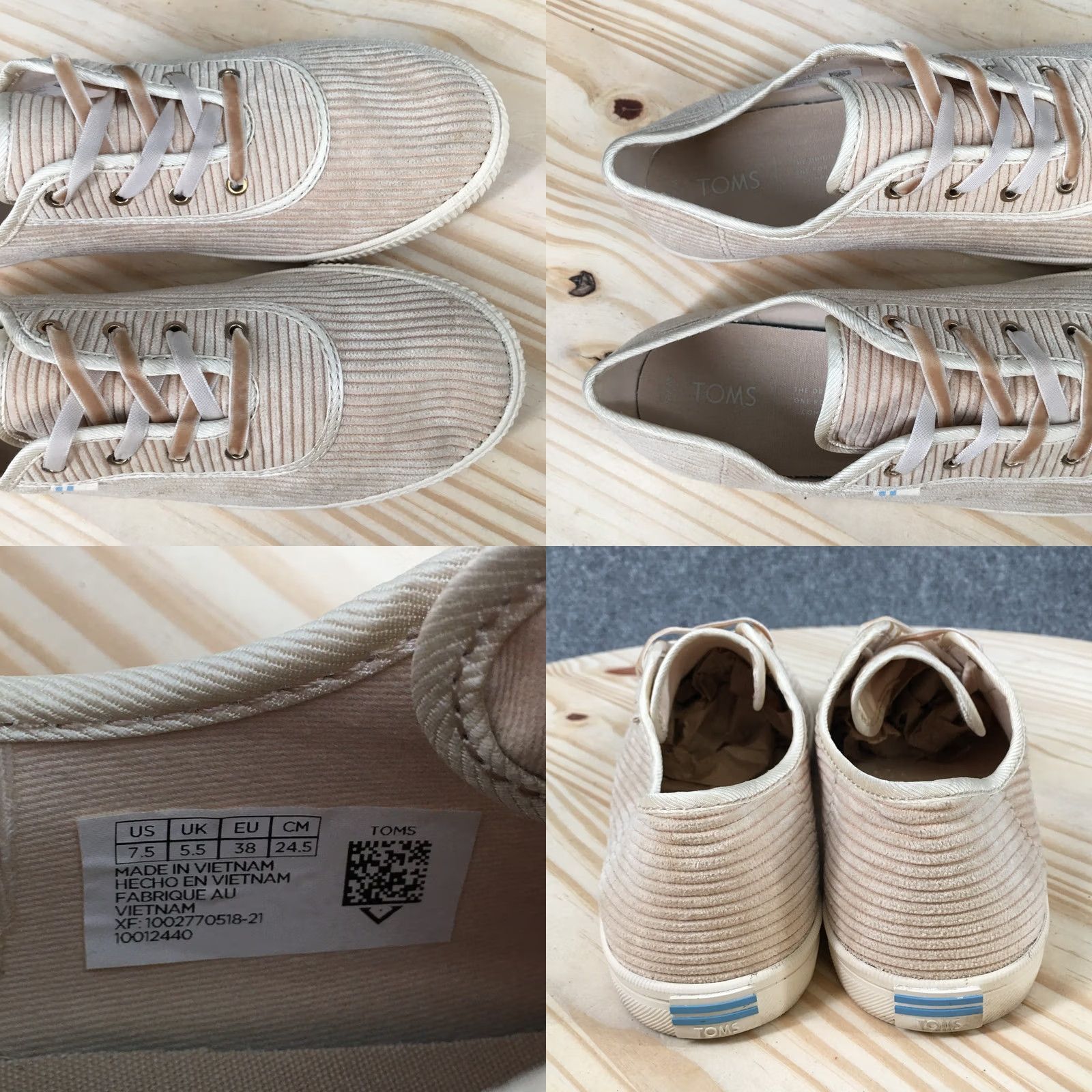 Toms TOMS Shoes Womens 7.5 Carmel Corduroy Beige Low Top Sneakers Casual Size M / US 6-8 / IT 42-44 - 8 Thumbnail