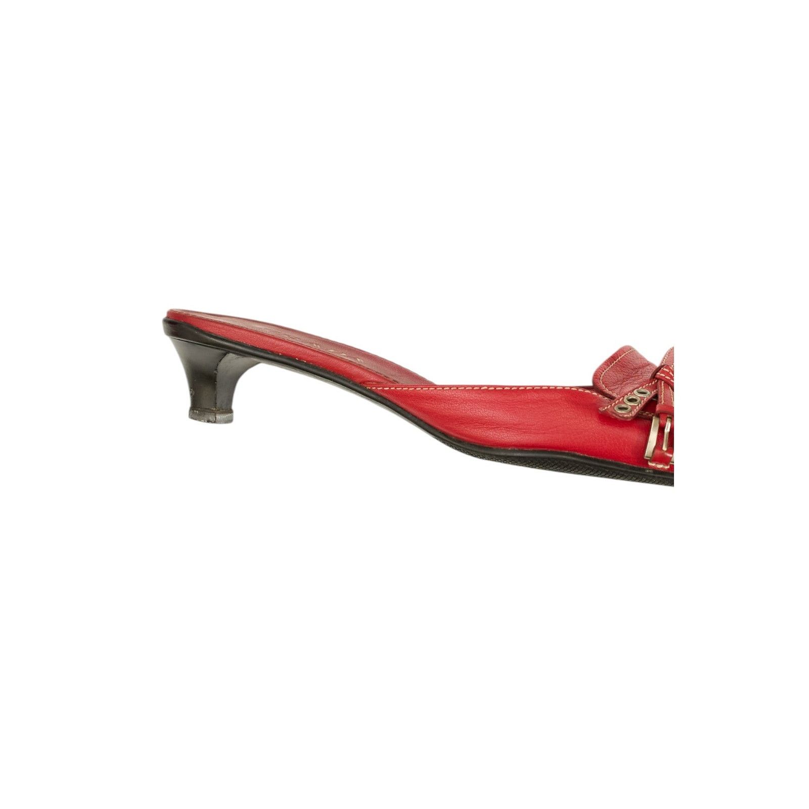 Prada Red Leather Heels Size US 7.5 / IT 37.5 - 4 Thumbnail