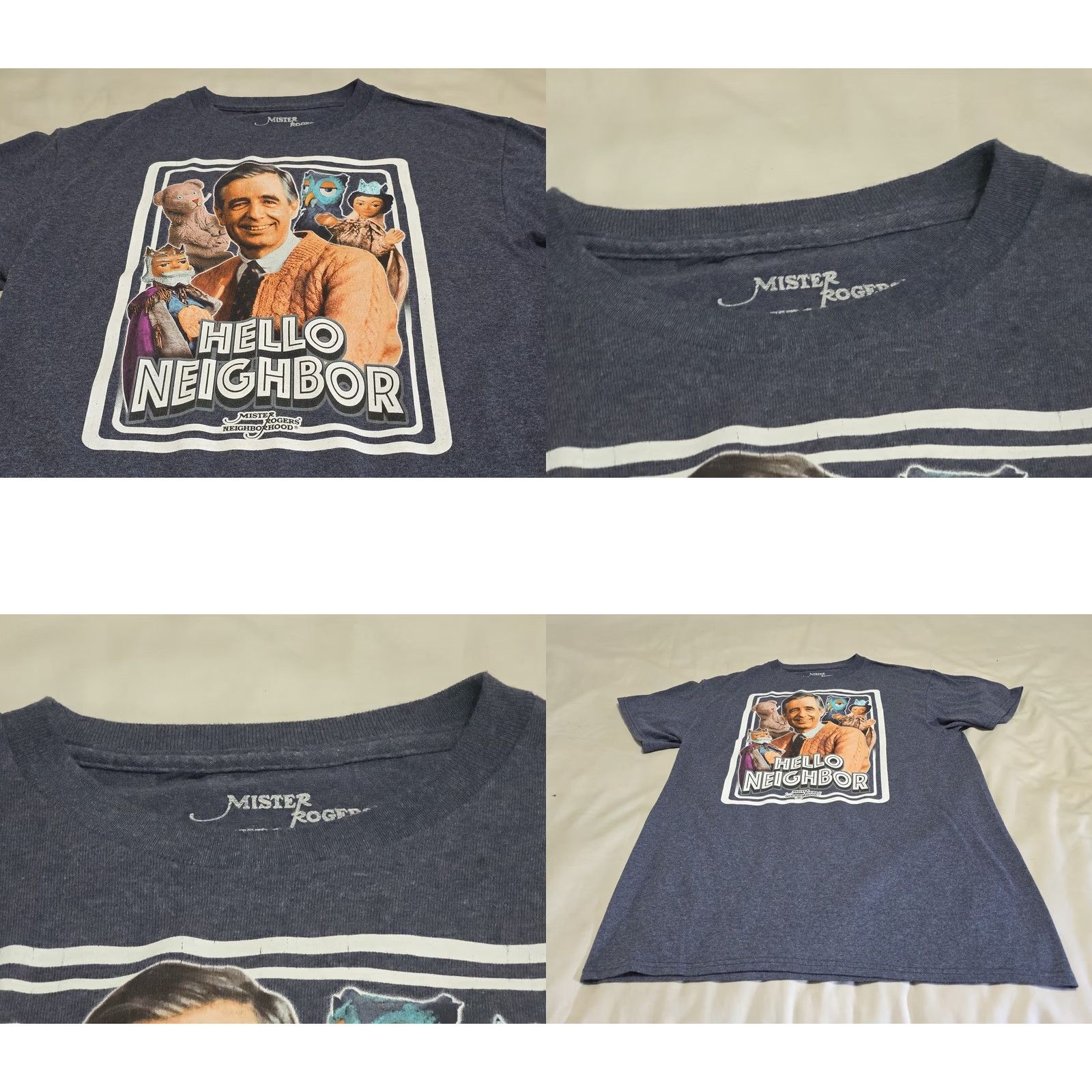 Neighborhood Mister Roger's Neighborhood Heather Blue T-shirt M Unisex Adults Graphic Print 1990s 80s 90s TV Logo Shirt, Crew Neck, Short Sleeve, Cotton Polyester Size US M / EU 48-50 / 2 - 8 Thumbnail