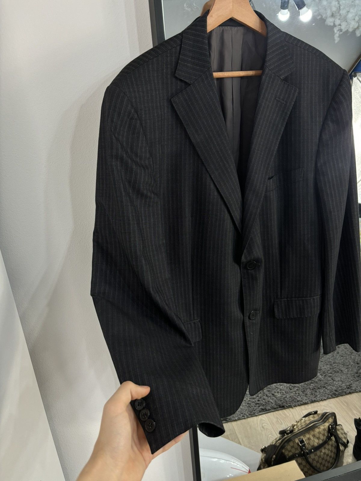 Ermenegildo Zegna × Z Zegna Vintage 90s Striped Blazer Jacket Zegna Luxury Elegant Suit Size 40R - 2 Thumbnail