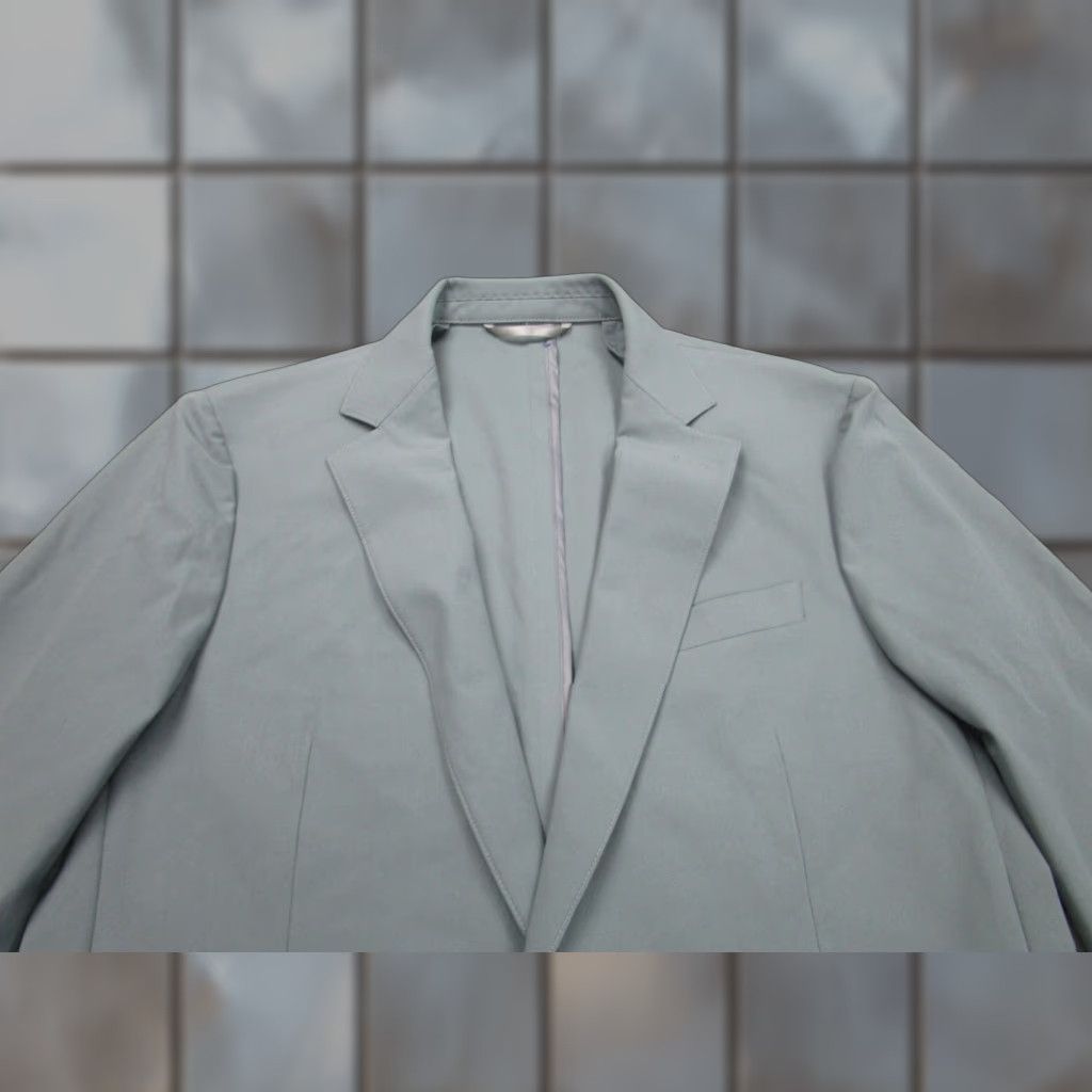 Sene Blazer Mens 40 Green Jacket Coat Notch Lapel Single-Breasted Two-Button Stretch City Preppy Everyday Formal Casual Jacket