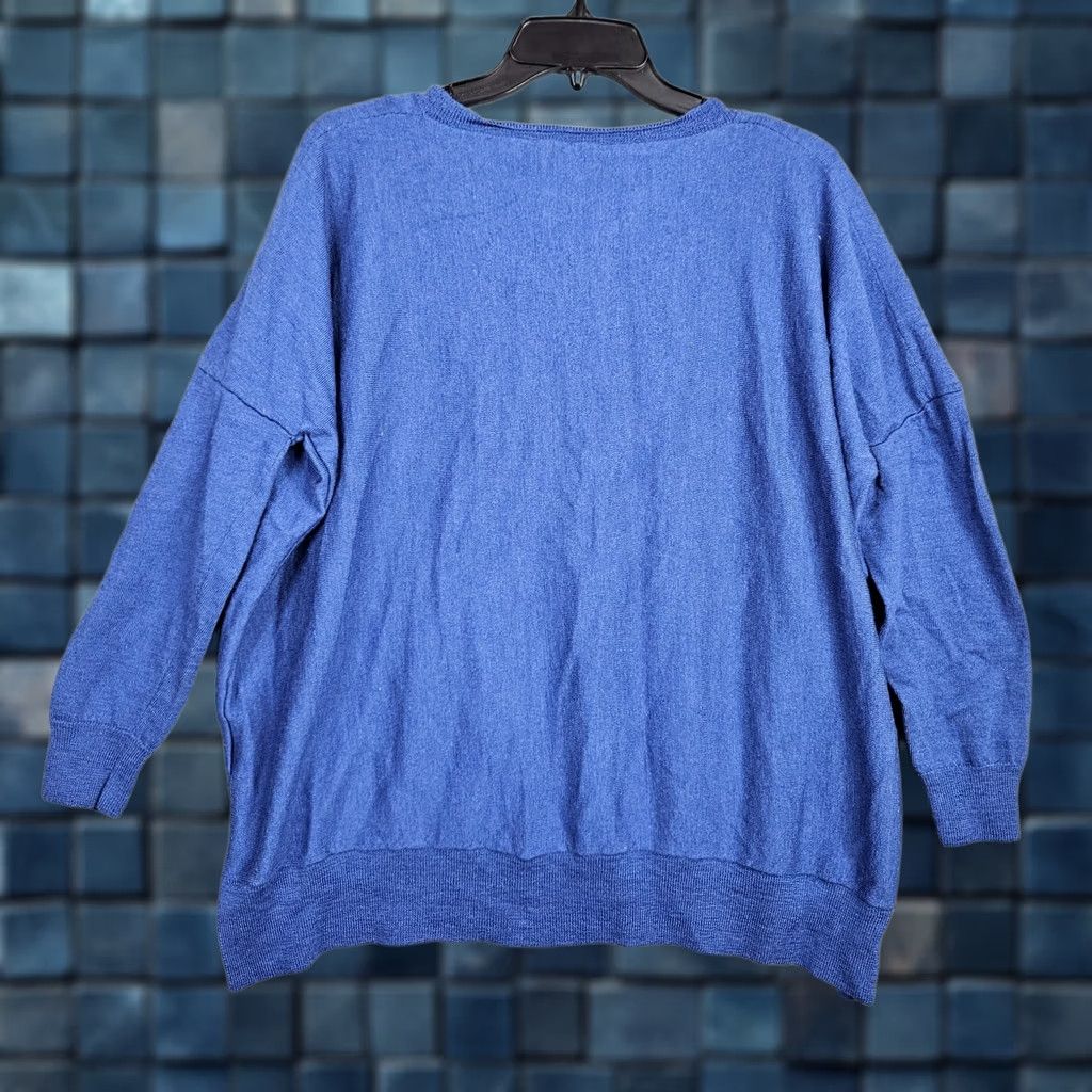 Eileen Fisher Eileen Fisher Merino Wool Sweater Pullover V-Neck 100% Lightweight All Seasons Size M Blue Womens Regular Size M / US 6-8 / IT 42-44 - 1 Thumbnail