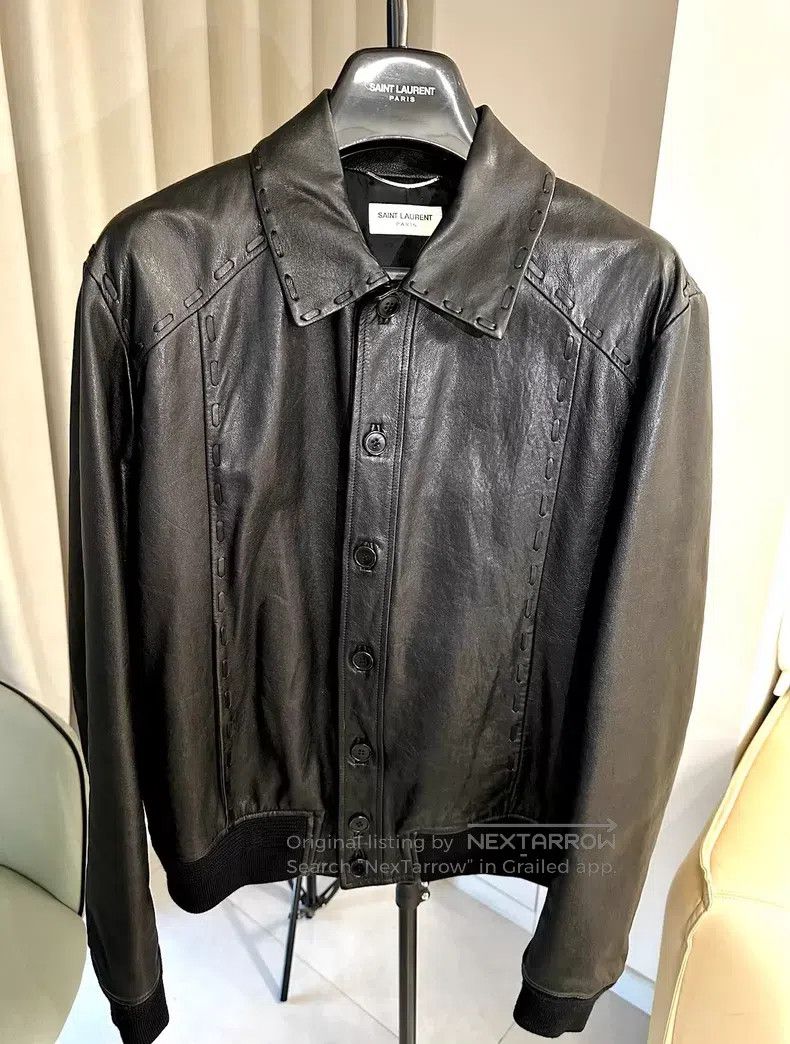 Saint Laurent Paris Saint Laurent Paris Leather lapel leather jacket Size US L / EU 52-54 / 3 - 1 Thumbnail