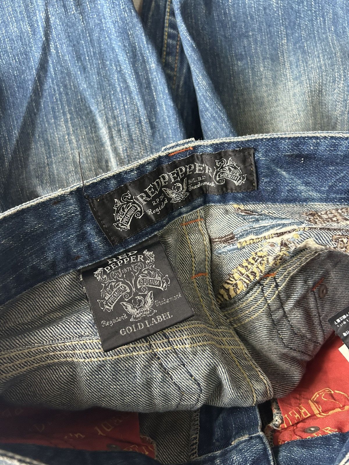Ed Hardy Y2K Red Pepper Flared Jeans Size 28" / US 6 / IT 42 - 16 Thumbnail