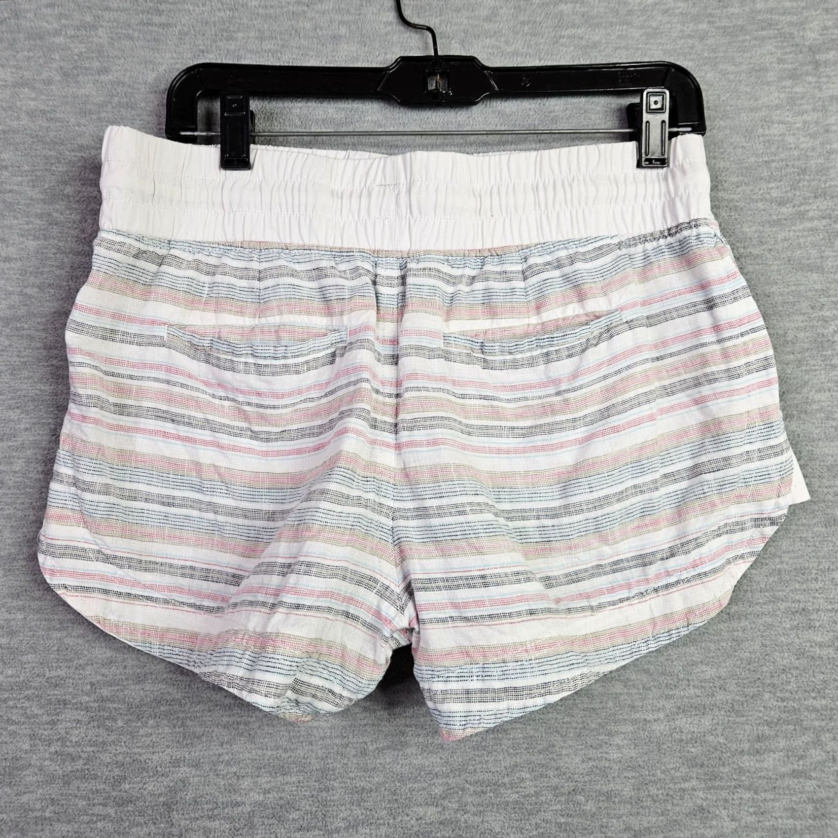 Athleta Athleta Athletic Shorts Women Size 8 Pink gray Stripes Spandex Linen Drawstring Size 30" / US 8 / IT 44 - 2 Thumbnail