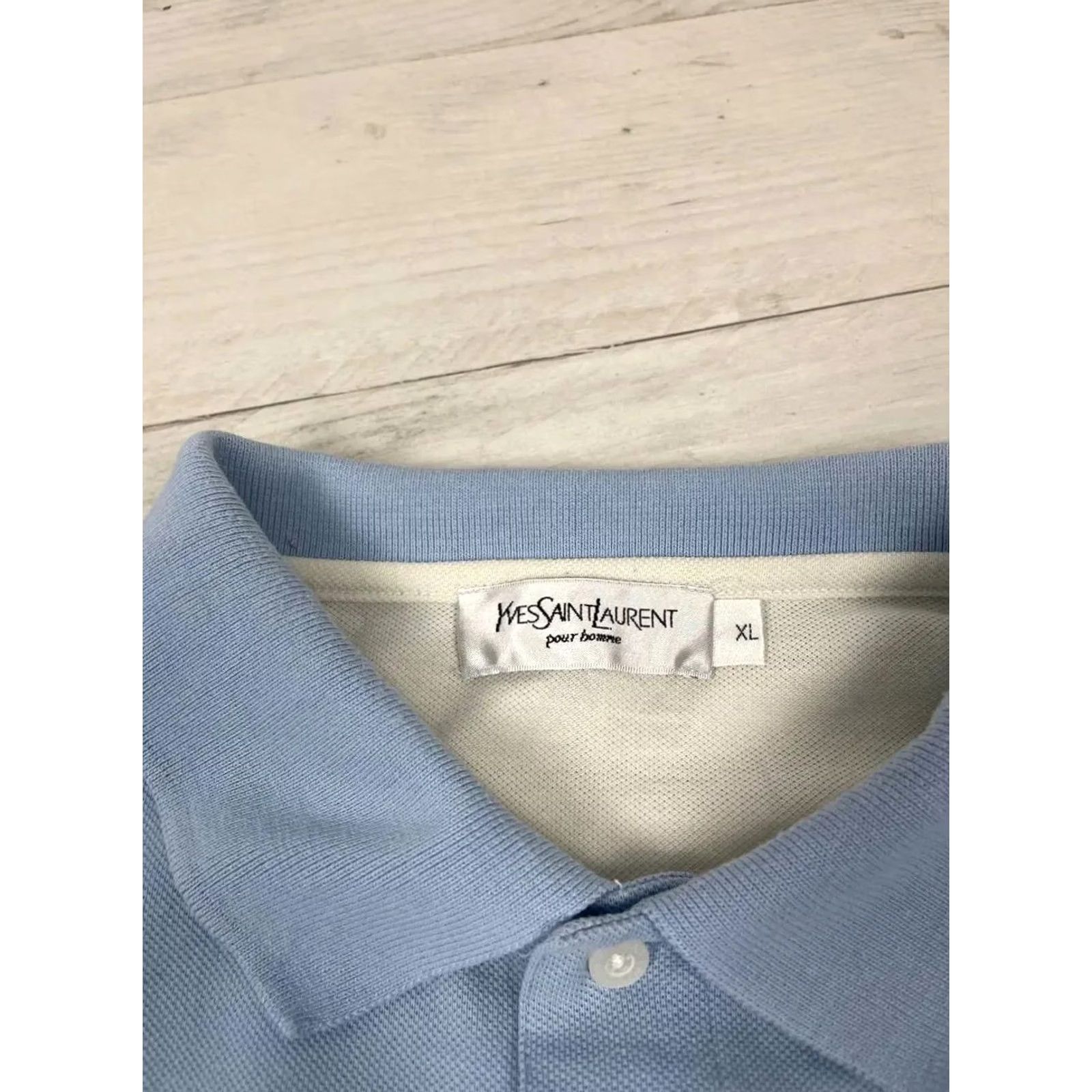 Yves Saint Laurent VINTAGE Saint Laurent Polo Shirt Big Logo YSL Luxury Men XL White Blue Shirt Short Sleeve Polo Size US XL / EU 56 / 4 - 5 Thumbnail