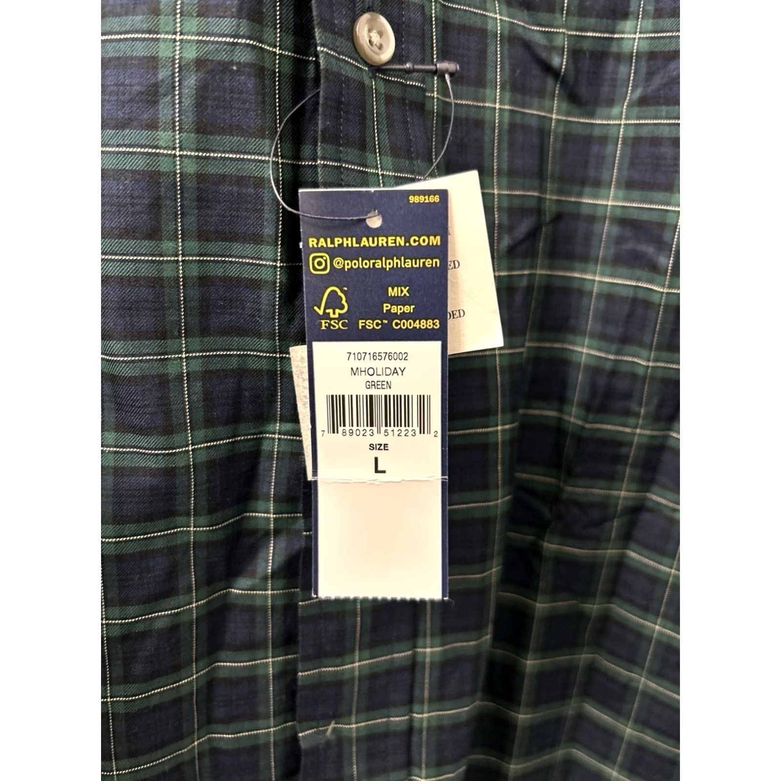 Ralph Lauren Ralph Lauren Shirt Mens Large Green Navy Plaid Button-Down Long Sleeve NWT Size US L / EU 52-54 / 3 - 6 Thumbnail