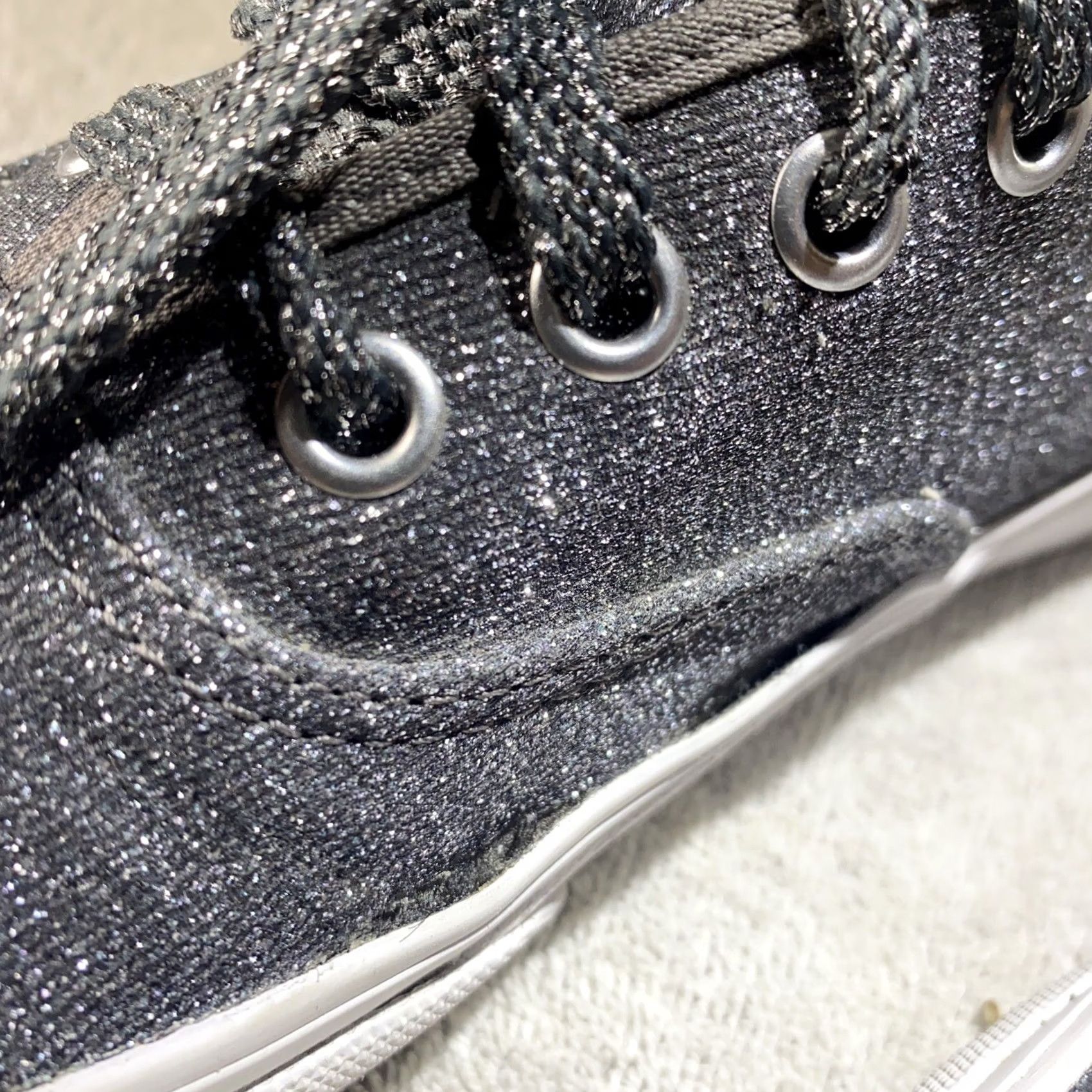Vintage Grays Women Flat Sneaker Van Glitter Sliver Gray Size 7 Ladies 7 US Gray Size US 7 / IT 37 - 4 Thumbnail