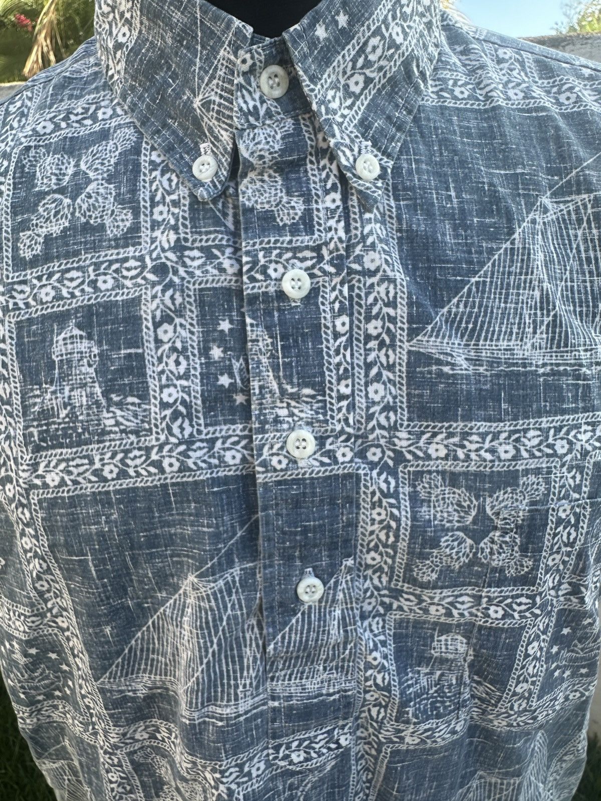 Reyn Spooner Reyn Spooner Hawaiian Print Blue 3/4 Button Men's Large Size US L / EU 52-54 / 3 - 3 Thumbnail