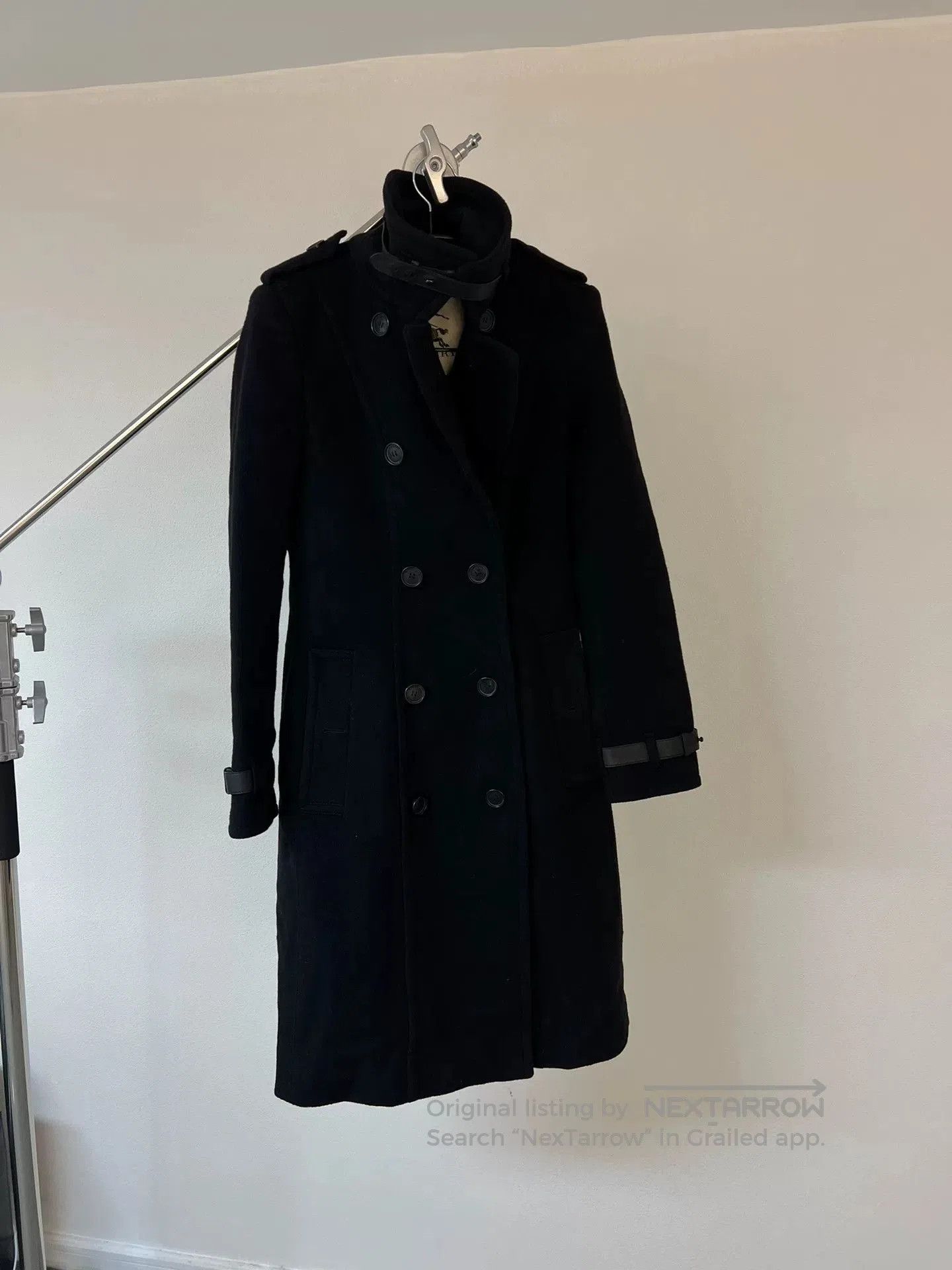 Burberry Burberry Wool Coat with Leather Details. Size S / US 4 / IT 40 - 4 Thumbnail