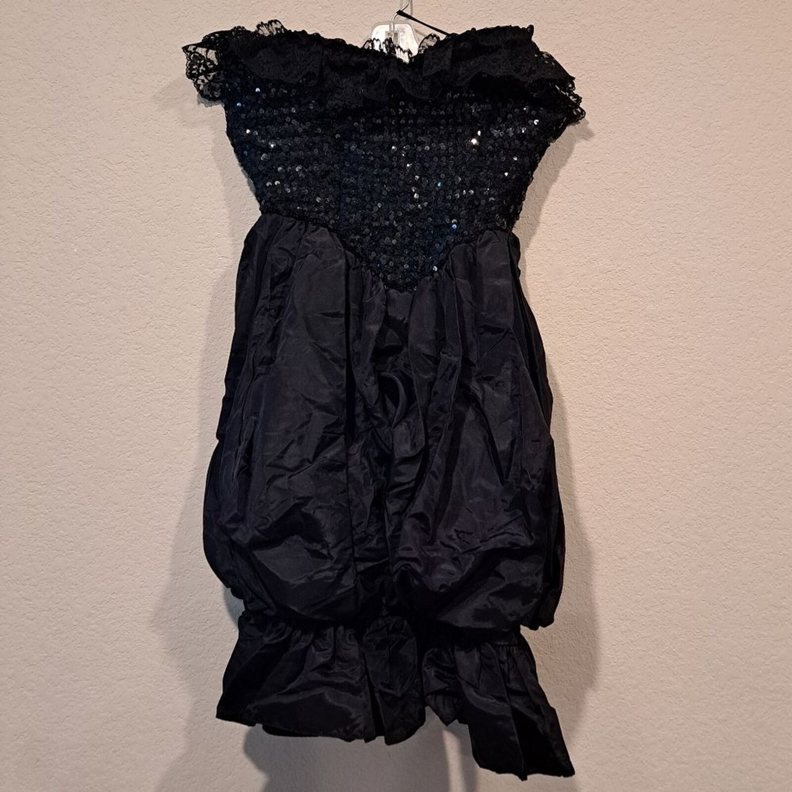 Other Vintage Loralie made in USA black sequin lace 80s dress 10 Size L / US 10 / IT 46 - 2 Thumbnail