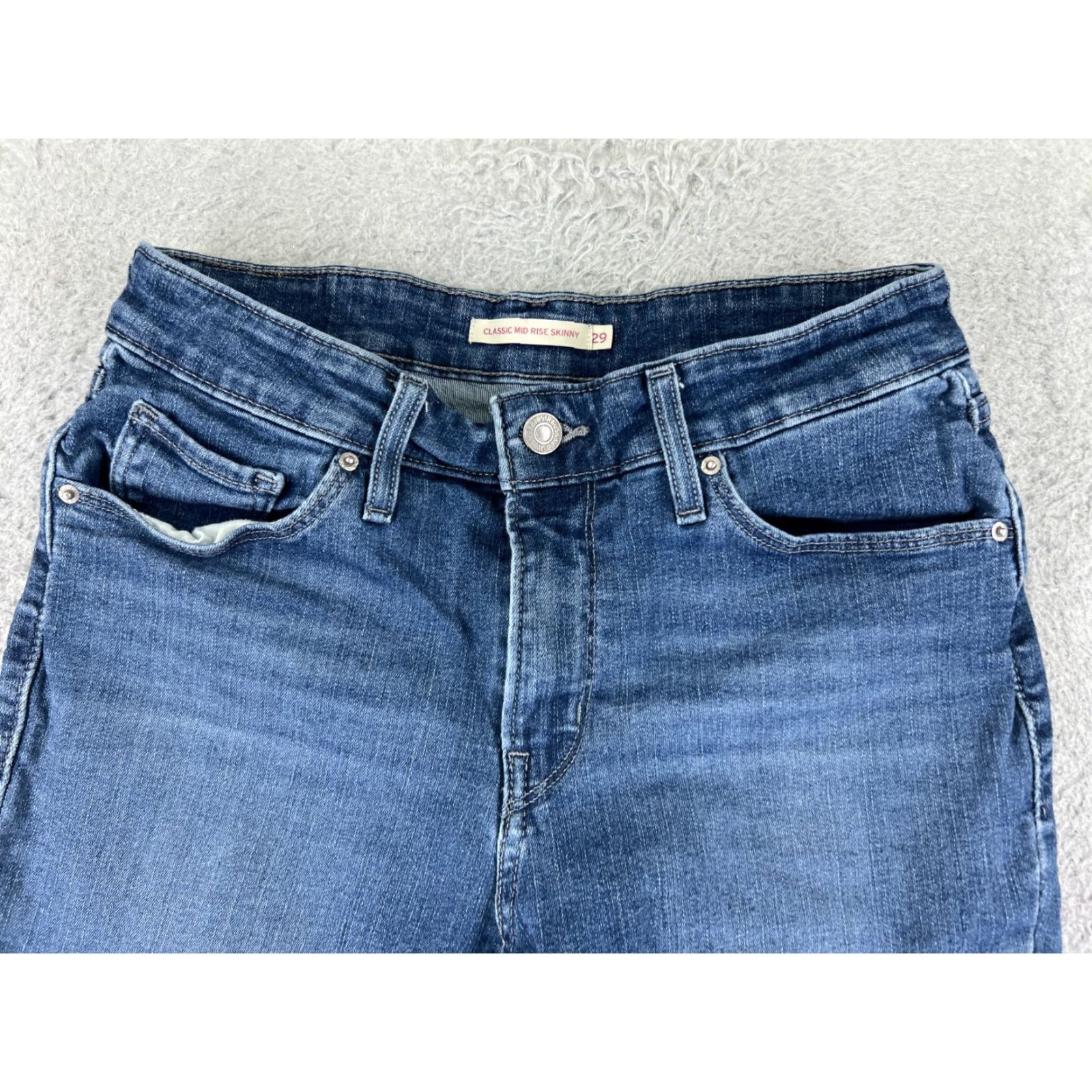Levi's Levis Jeans Women 29 Blue Denim Mid Rise Skinny Cotton Blend 25x28 Size 29" - 4 Thumbnail