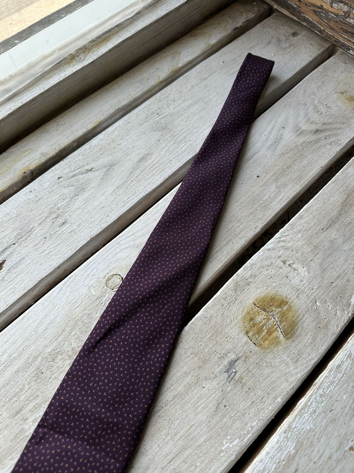 Bvlgari × Designer × Vintage 🚨Vintage Bvlgari VINTAGE Burgundy Bulgari Neck tie Pure Silk Size ONE SIZE - 11 Thumbnail