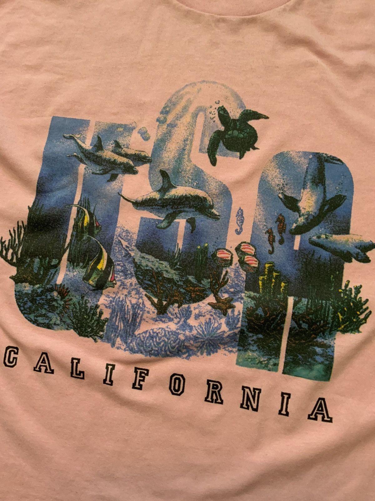 Fruit Of The Loom × Vintage Vintage 90s California Pink Sea Ocean Single Stitch T-Shirt Size US XL / EU 56 / 4 - 5 Thumbnail