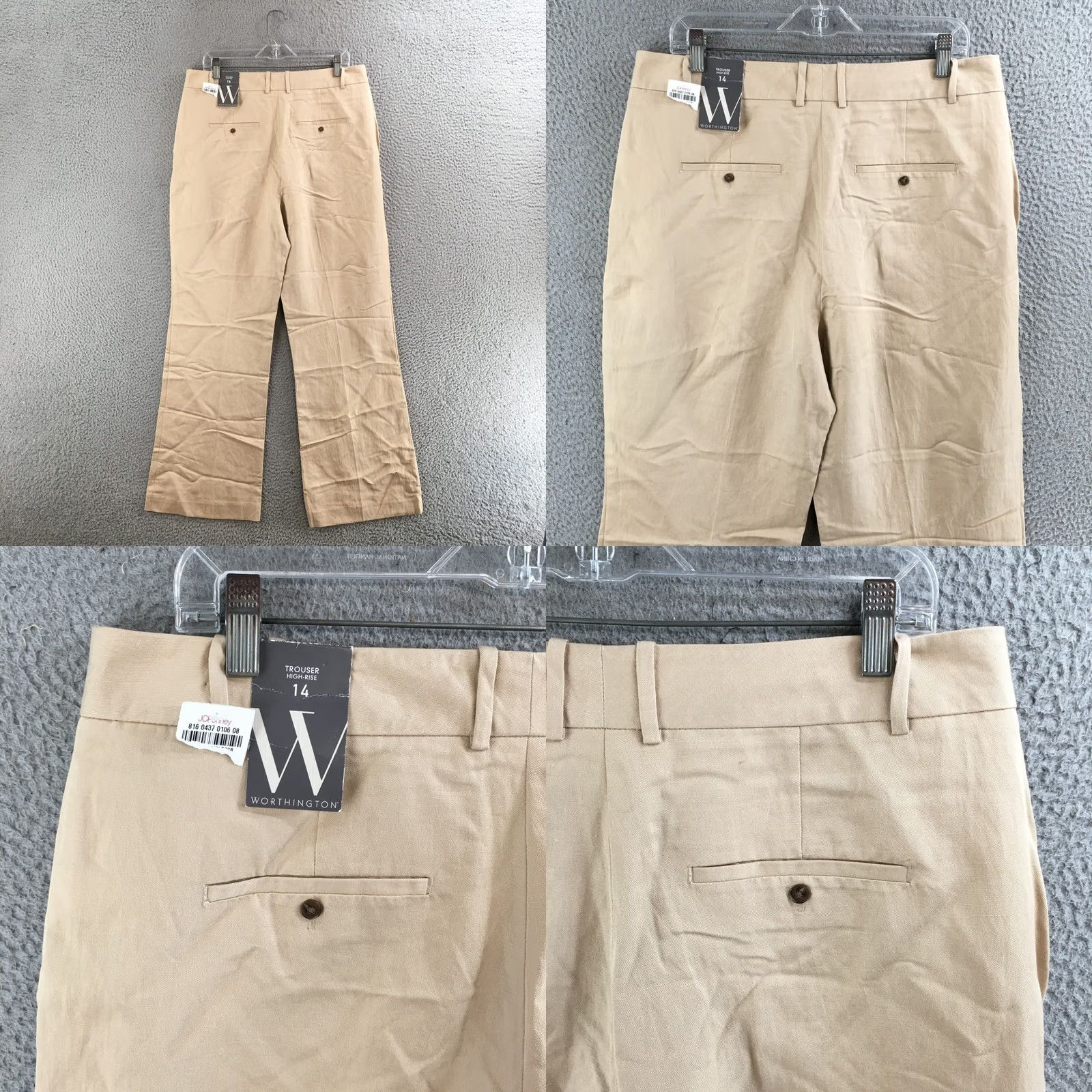 Worthington Worthington Pants Womens 14 Beige Khaki High Rise Straight Zip Fly Casual NEW Size 36" / US 14 / IT 50 - 9 Thumbnail