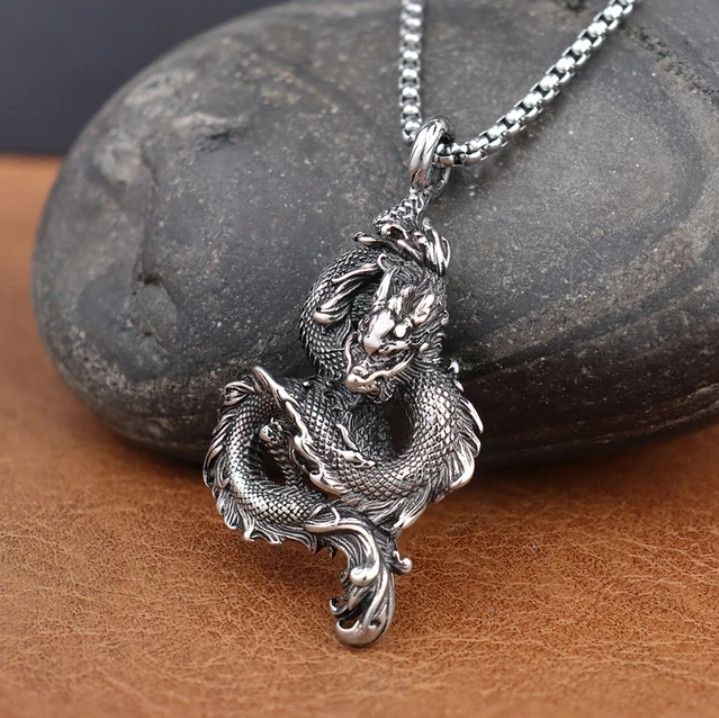 Vintage Domineering Chinese Dragon Pendant Chain Size ONE SIZE - 4 Thumbnail