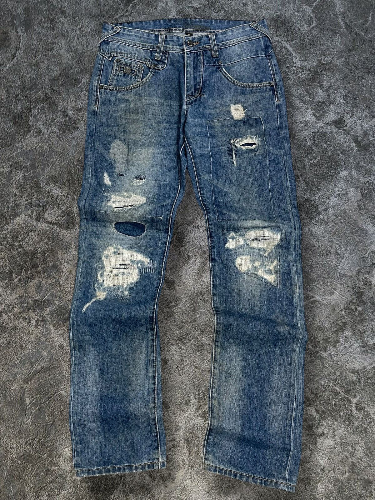 Japanese Brand Vintage Designer Samuel & Kevin Distressed Rockstar Denim Size US 31 - 1 Thumbnail