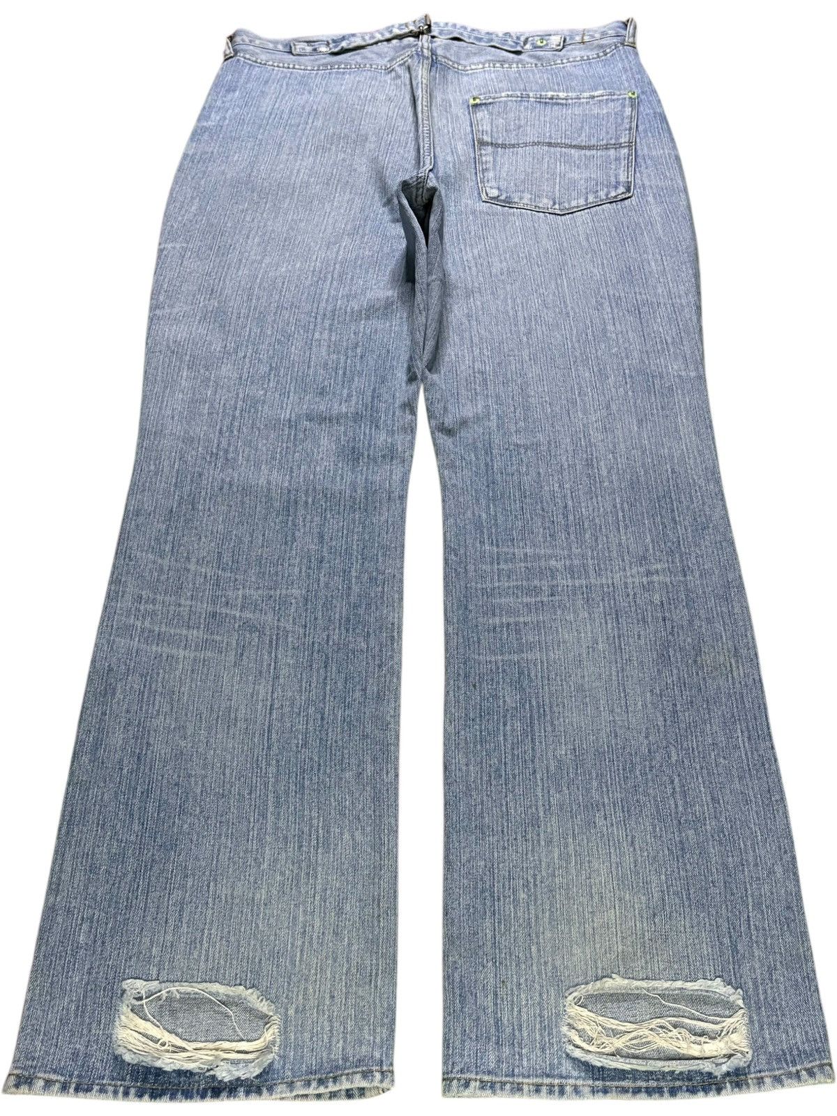 Japanese Brand Vintage Japanese Brand Blue Wash Sashiko Rip Bootcut Jean Size US 34 / EU 50 - 2 Thumbnail