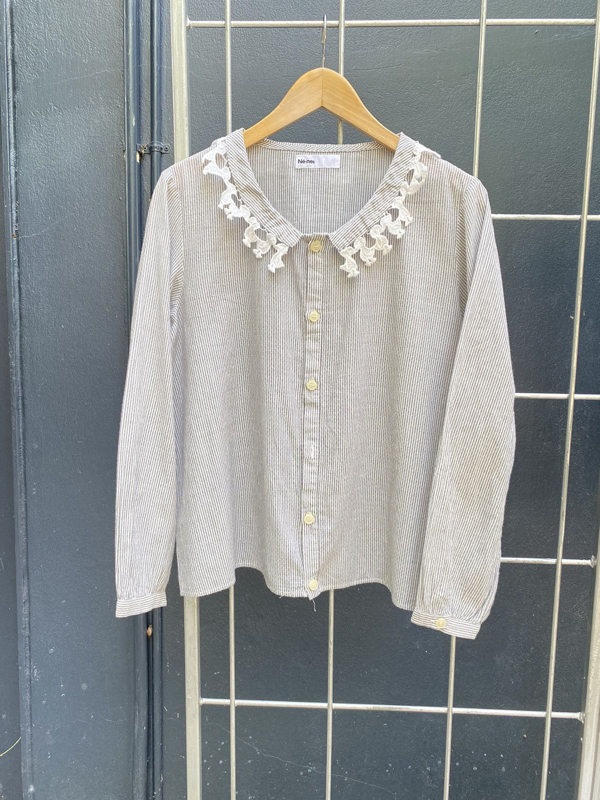 image of Ne Net Ne-Net Lace Collar Shirt in White, Women's (Size 2XS)