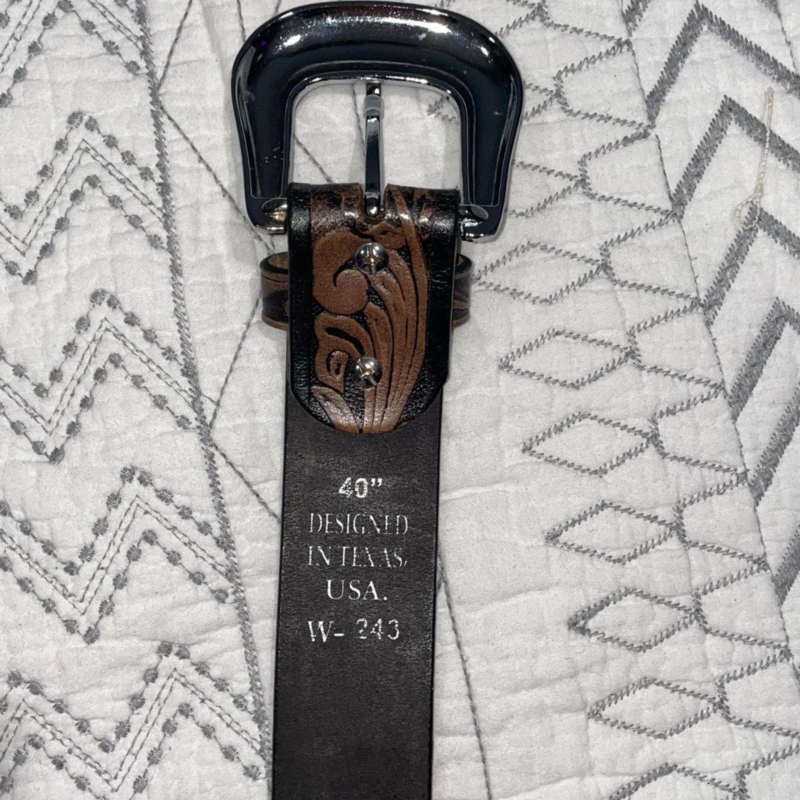 Other Western style Hand Tooled Leather Belt Size ONE SIZE - 6 Thumbnail