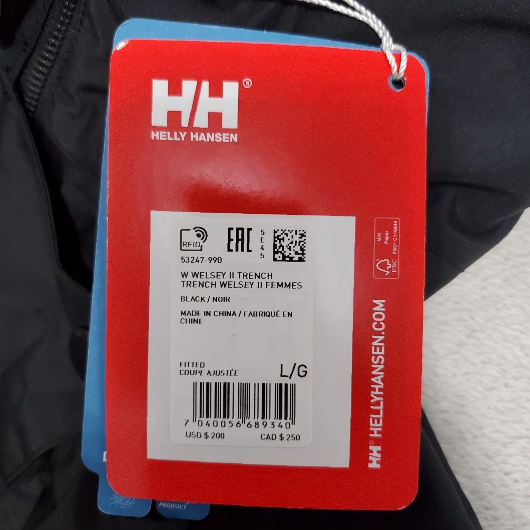 Helly Hansen Helly Hansen Welsey II Trench Coat Women L Black Hooded Waterproof Packable Belted Breather Zipped Pockets Size L / US 10 / IT 46 - 2 Thumbnail