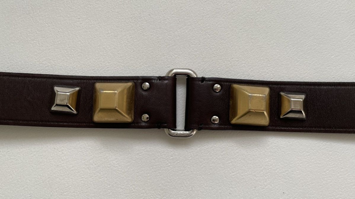 Prada Pyramid Stud Leather Bondage Belt Size 32 - 10 Thumbnail