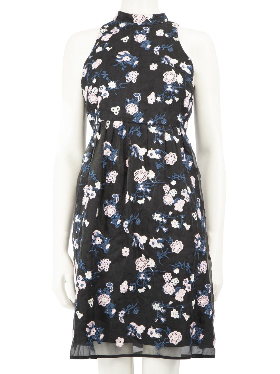 Erdem Black Silk Floral Embroidered Dress Size M / US 6-8 / IT 42-44 - 1 Thumbnail