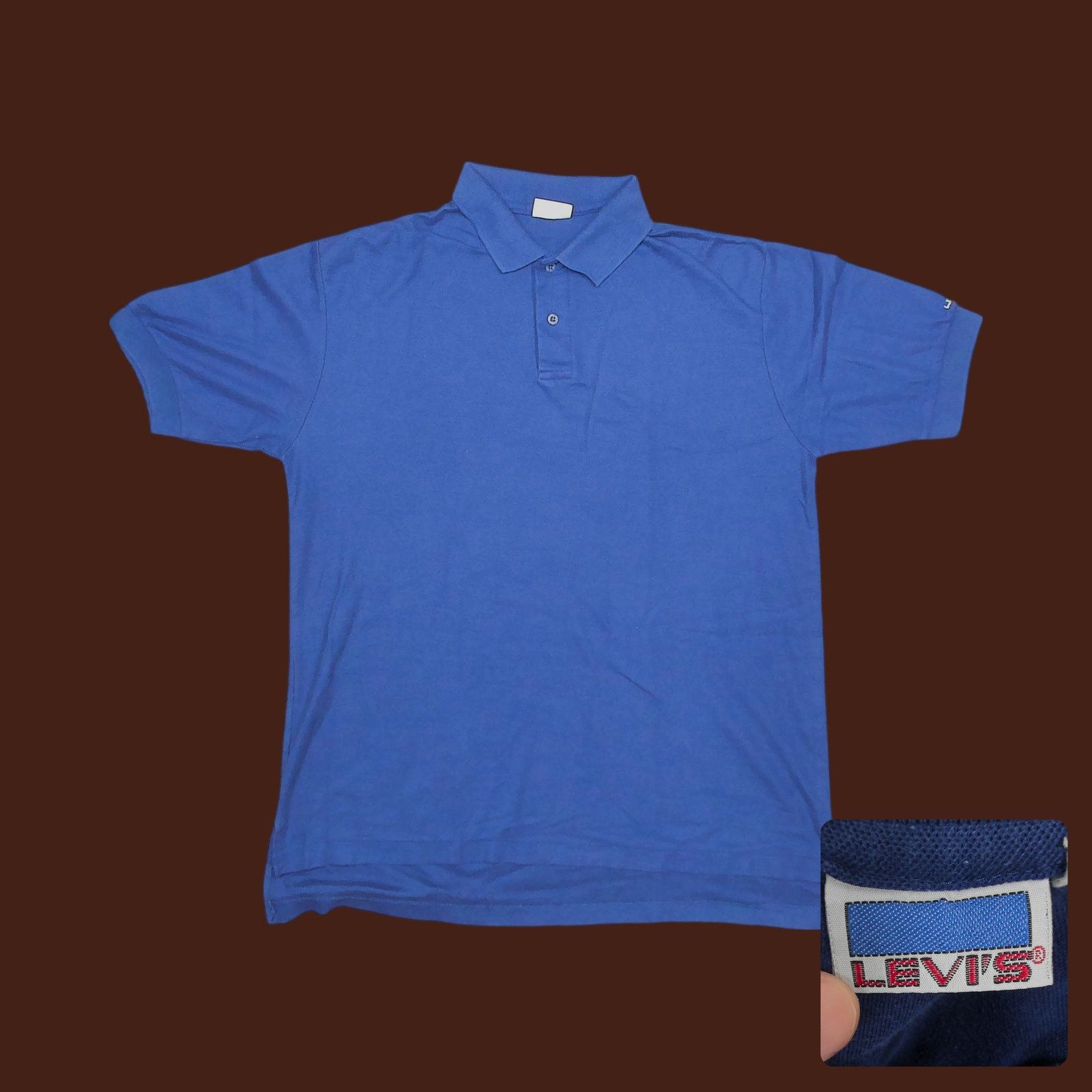 Levi's Levi's | Vintage 1990 Indigo Blue Pique Polo Shirt Size US L / EU 52-54 / 3 - 1 Thumbnail