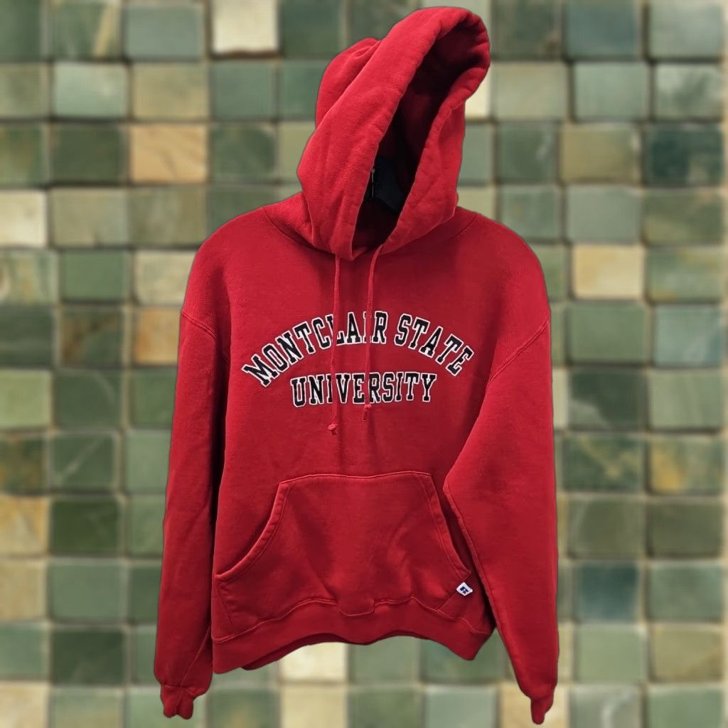 Russell Athletic VINTAGE Russell Athletic Hoodie Mens M 90s Montclair State College Red Graphic Print Pullover Size US M / EU 48-50 / 2 - 1 Thumbnail