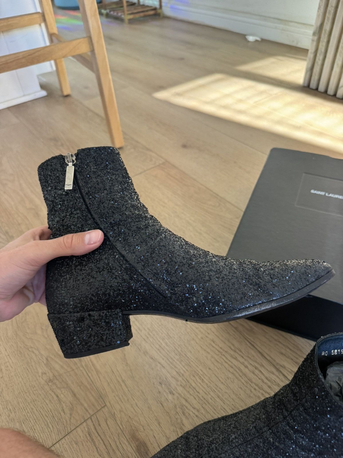 Saint Laurent Paris Black Glitter Caleb Boots 43 Size US 10 / EU 43 - 6 Thumbnail