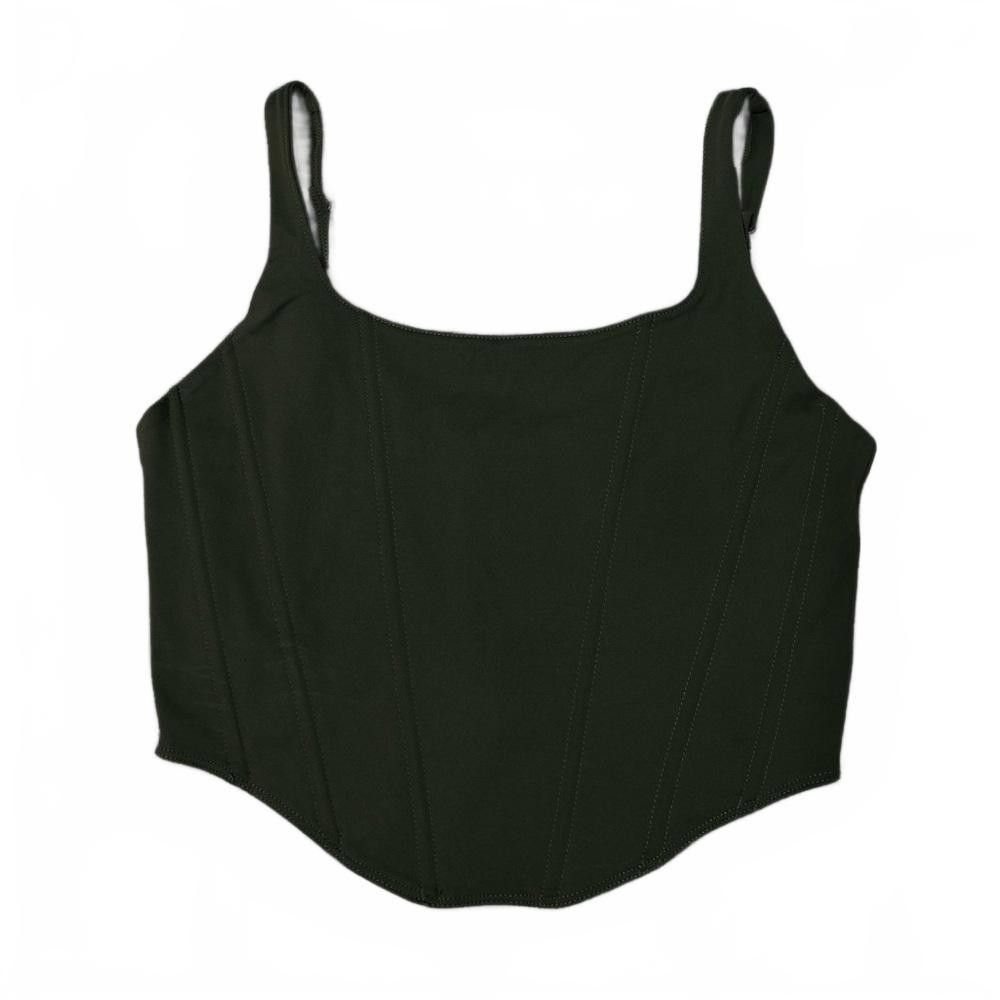 Designer Olive Green Corset zip up Top Size M / US 6-8 / IT 42-44 - 1 Thumbnail